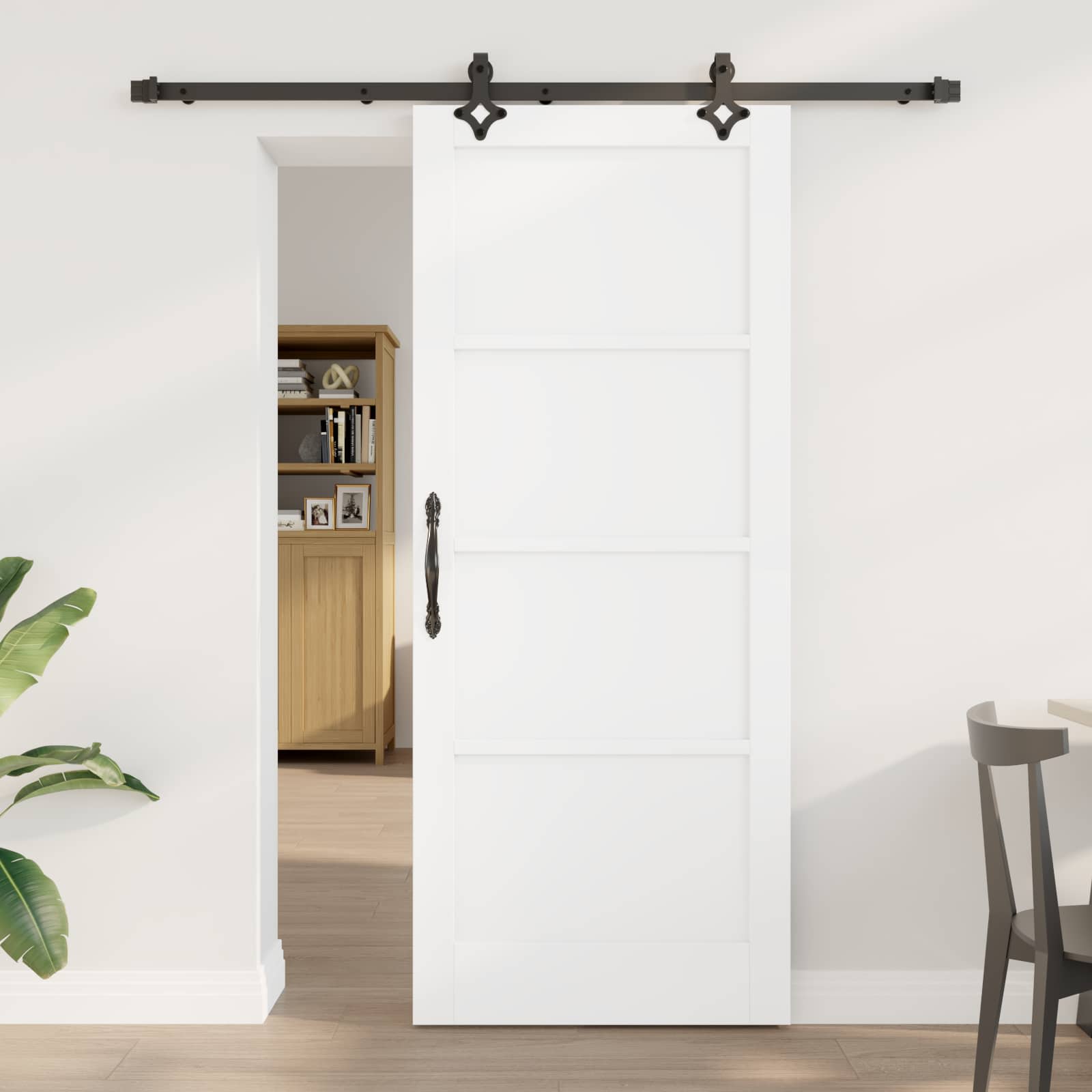 Klizna vrata Bijela i crna 83 x 202 cm Masivna borovina