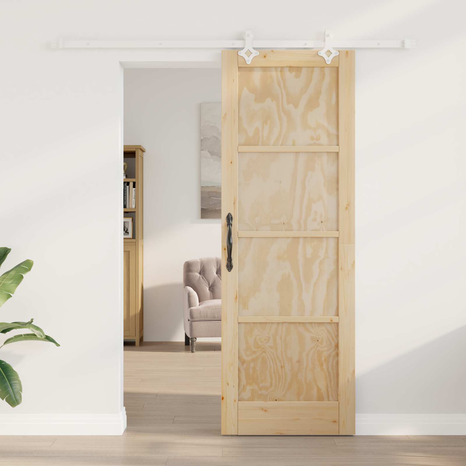 Klizna vrata Prirodna i bijela 73,5 x 211 cm Masivna borovina