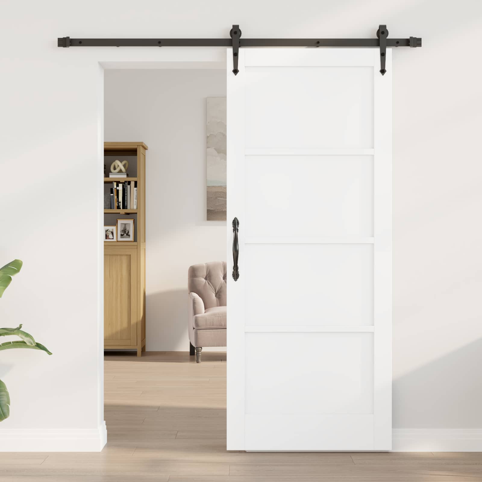 Klizna vrata ORKDAL Bijela i crna 83 x 202 cm Masivna borovina