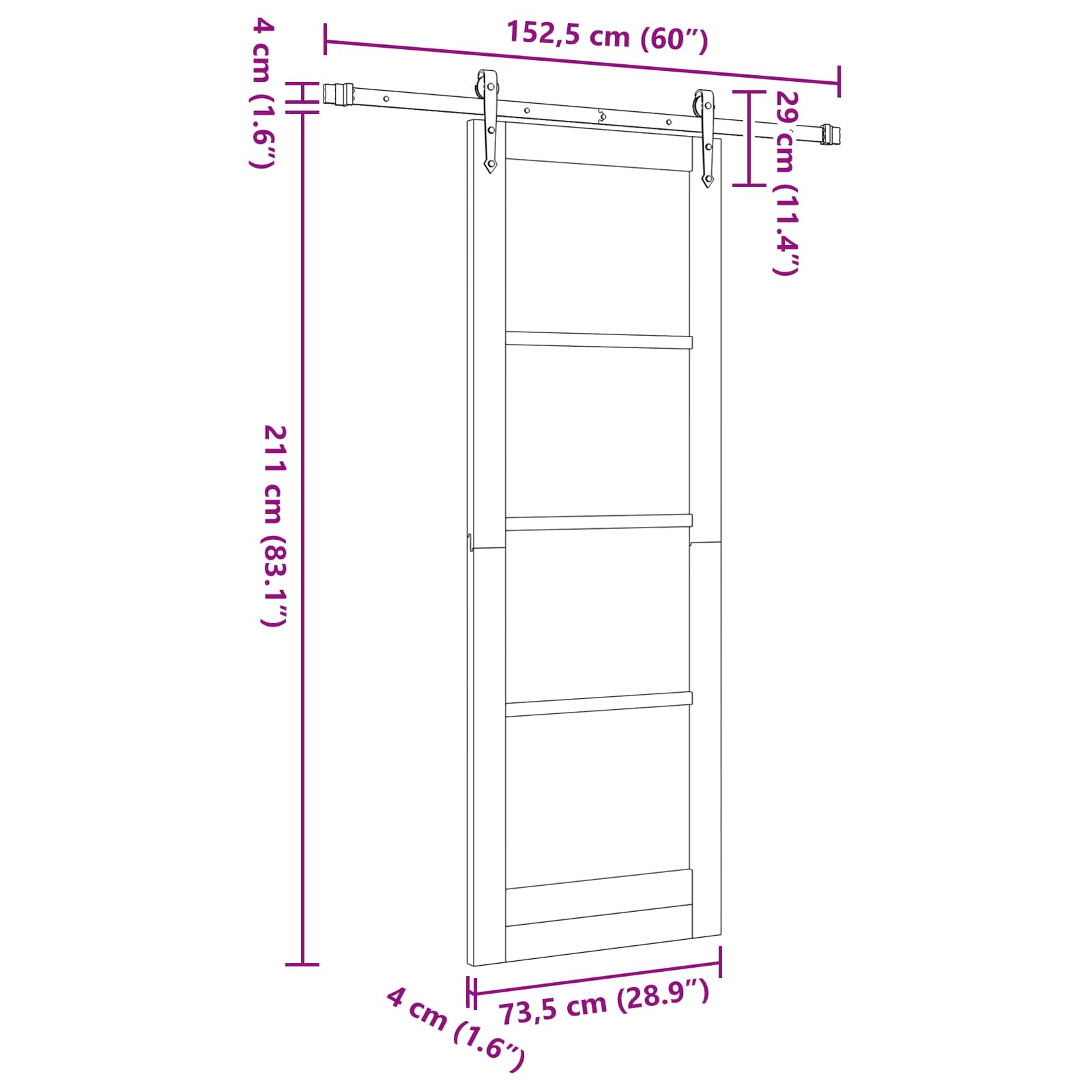 Klizna vrata ORKDAL Prirodna 73,5 x 211 cm Masivna borovina