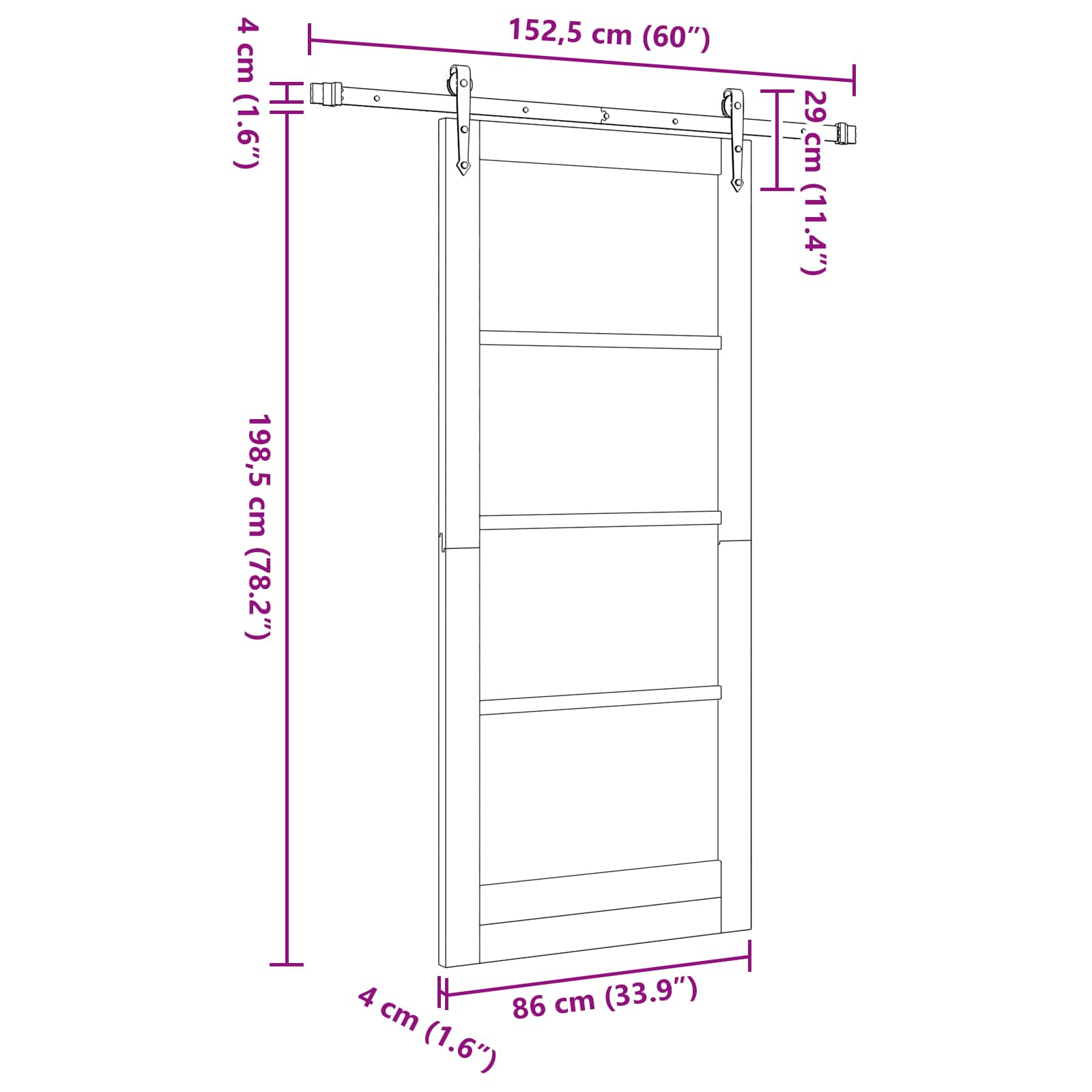 Klizna vrata ORKDAL Prirodna 86 x 198,5 cm Masivna borovina