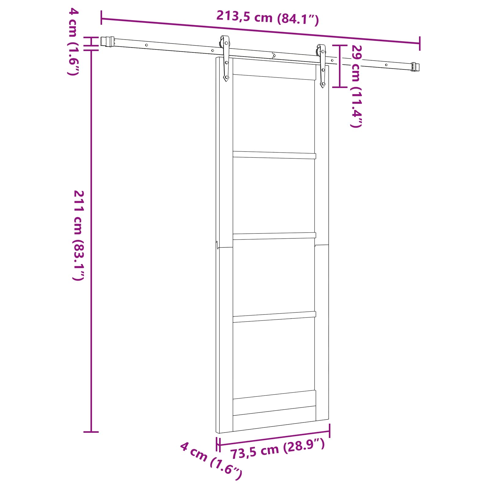 Klizna vrata ORKDAL Prirodna 73,5 x 211 cm Masivna borovina