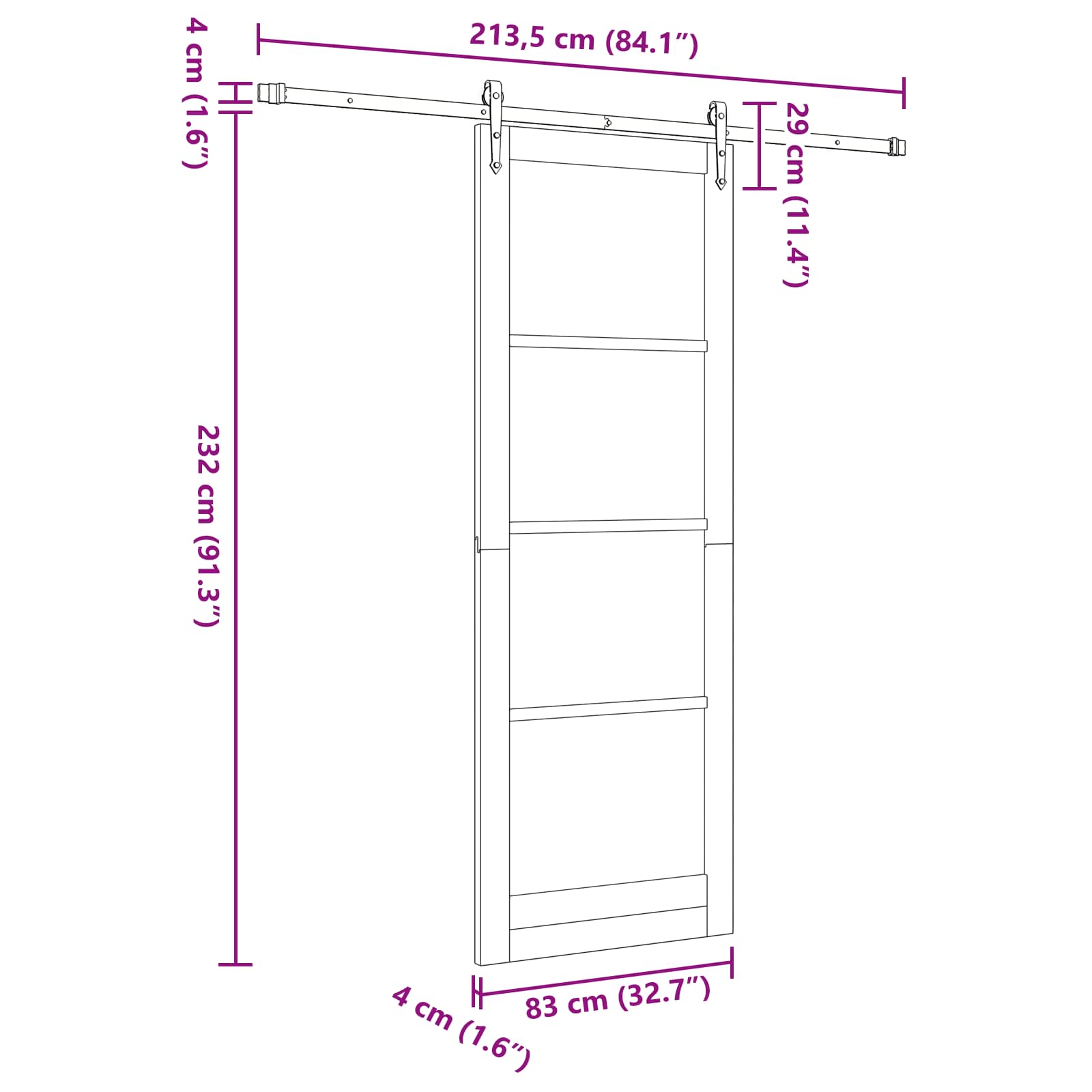 Klizna vrata ORKDAL Prirodna 83 x 232 cm Masivna borovina
