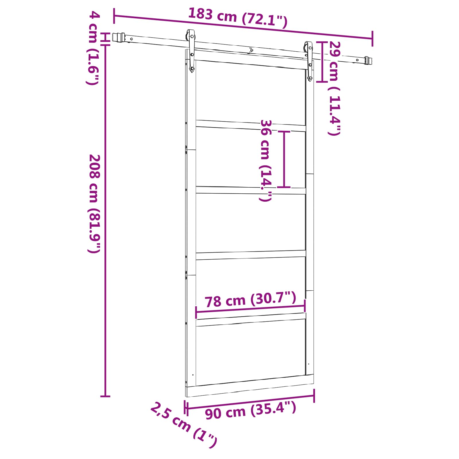 Klizna vrata Prirodna 90 x 208 cm Masivna borovina