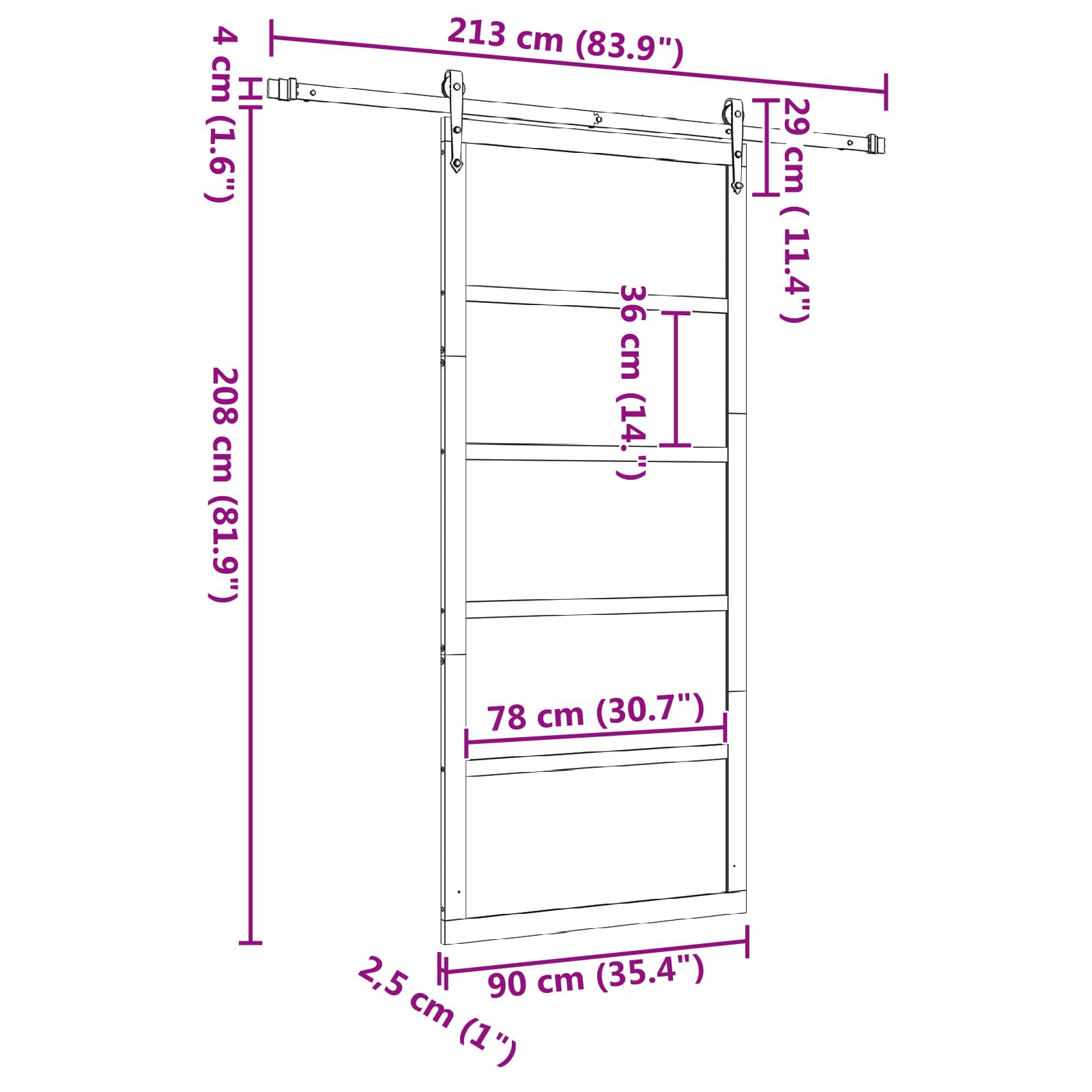 Klizna vrata Prirodna 90 x 208 cm Masivna borovina