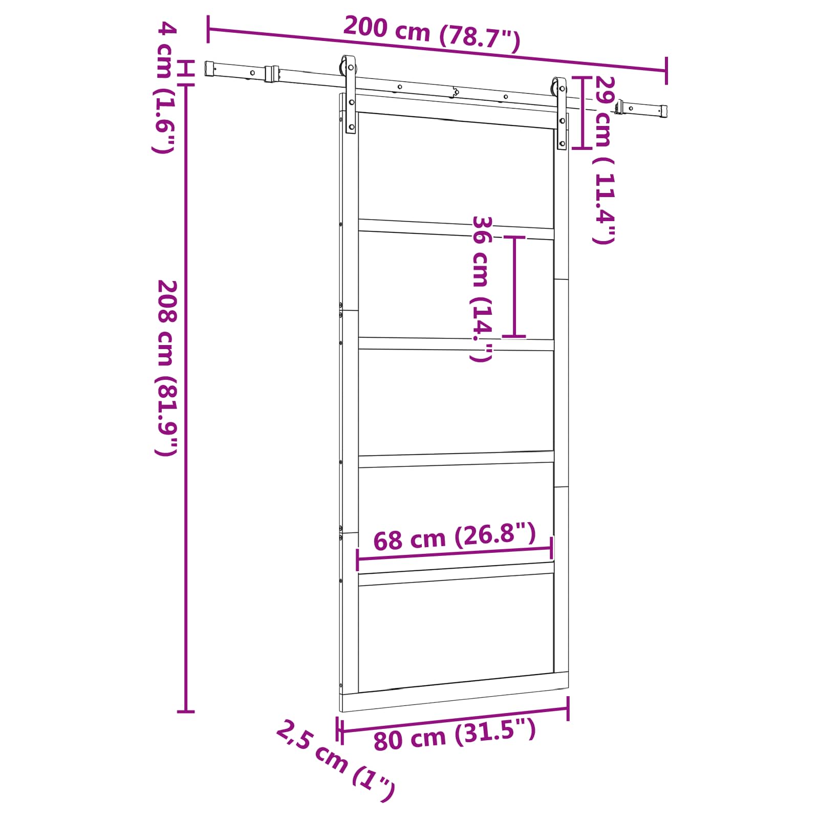 Klizna vrata Prirodna 80 x 208 cm Masivna borovina