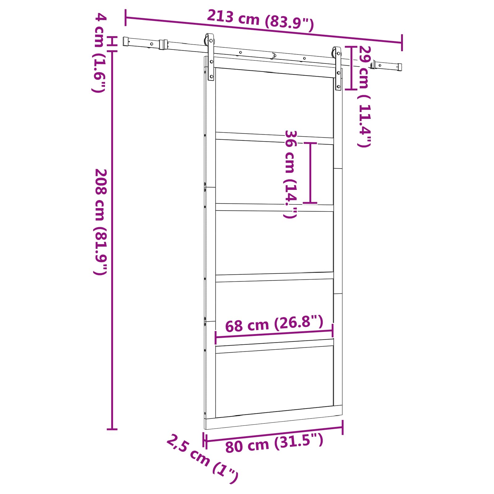 Klizna vrata Prirodna 80 x 208 cm Masivna borovina