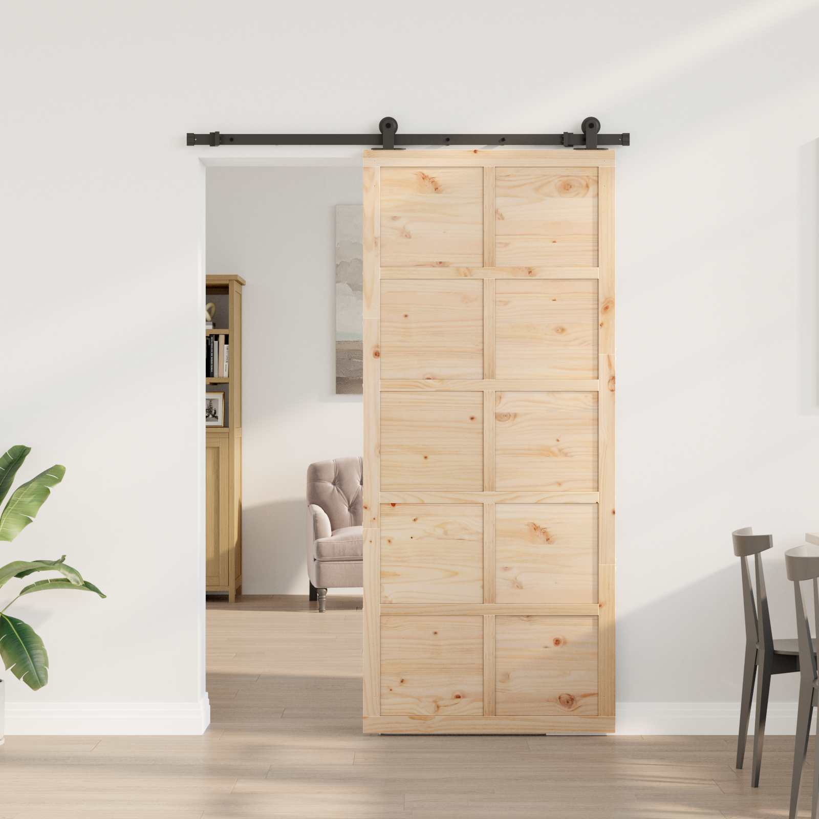 Klizna vrata Prirodna 80 x 208 cm Masivna borovina