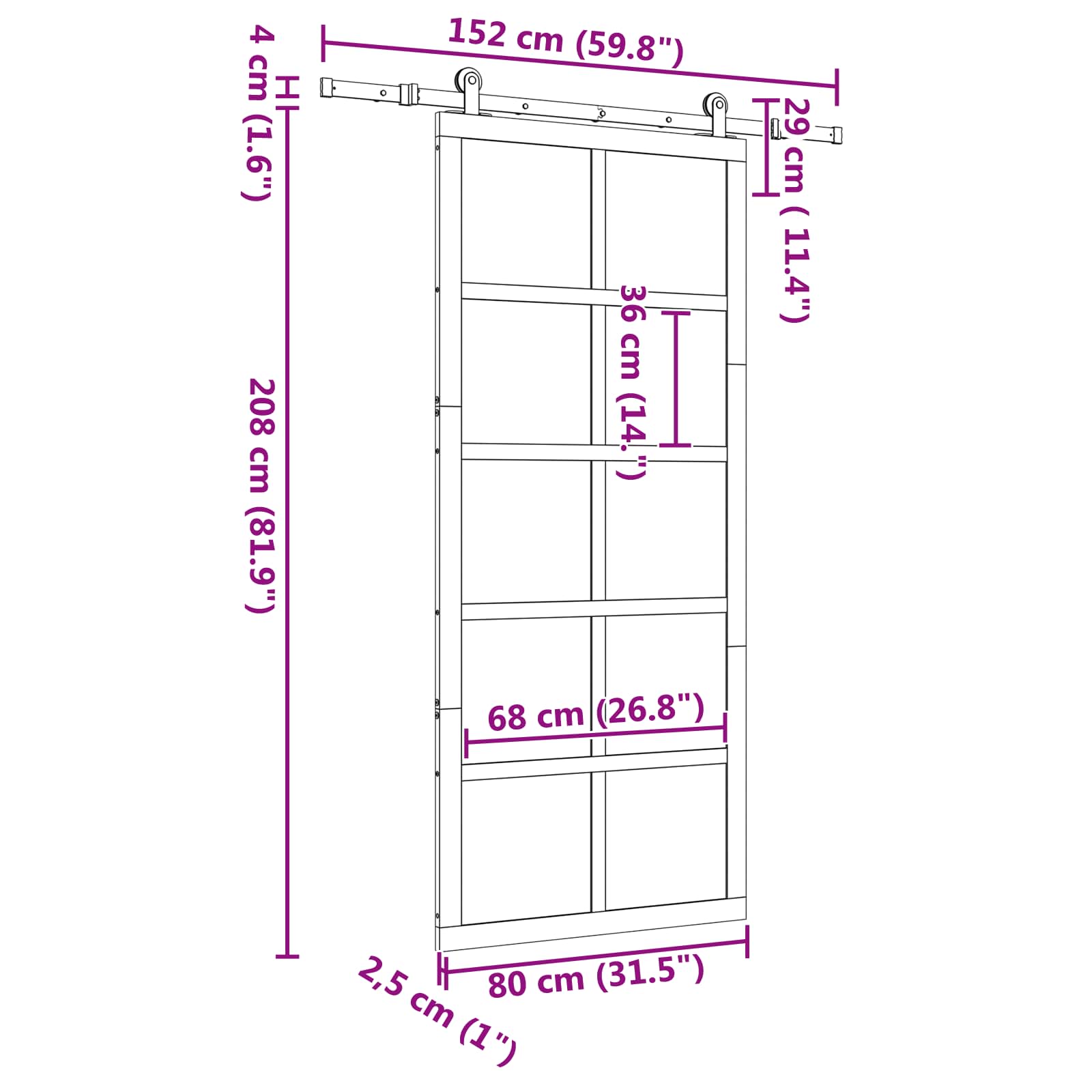 Klizna vrata Prirodna 80 x 208 cm Masivna borovina