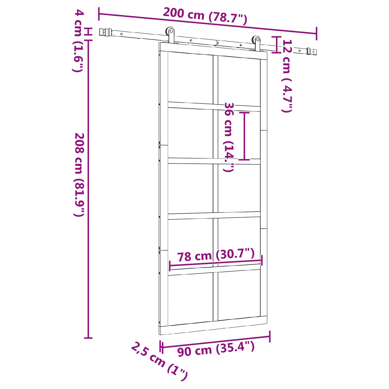 Klizna vrata Prirodna 90 x 208 cm Masivna borovina