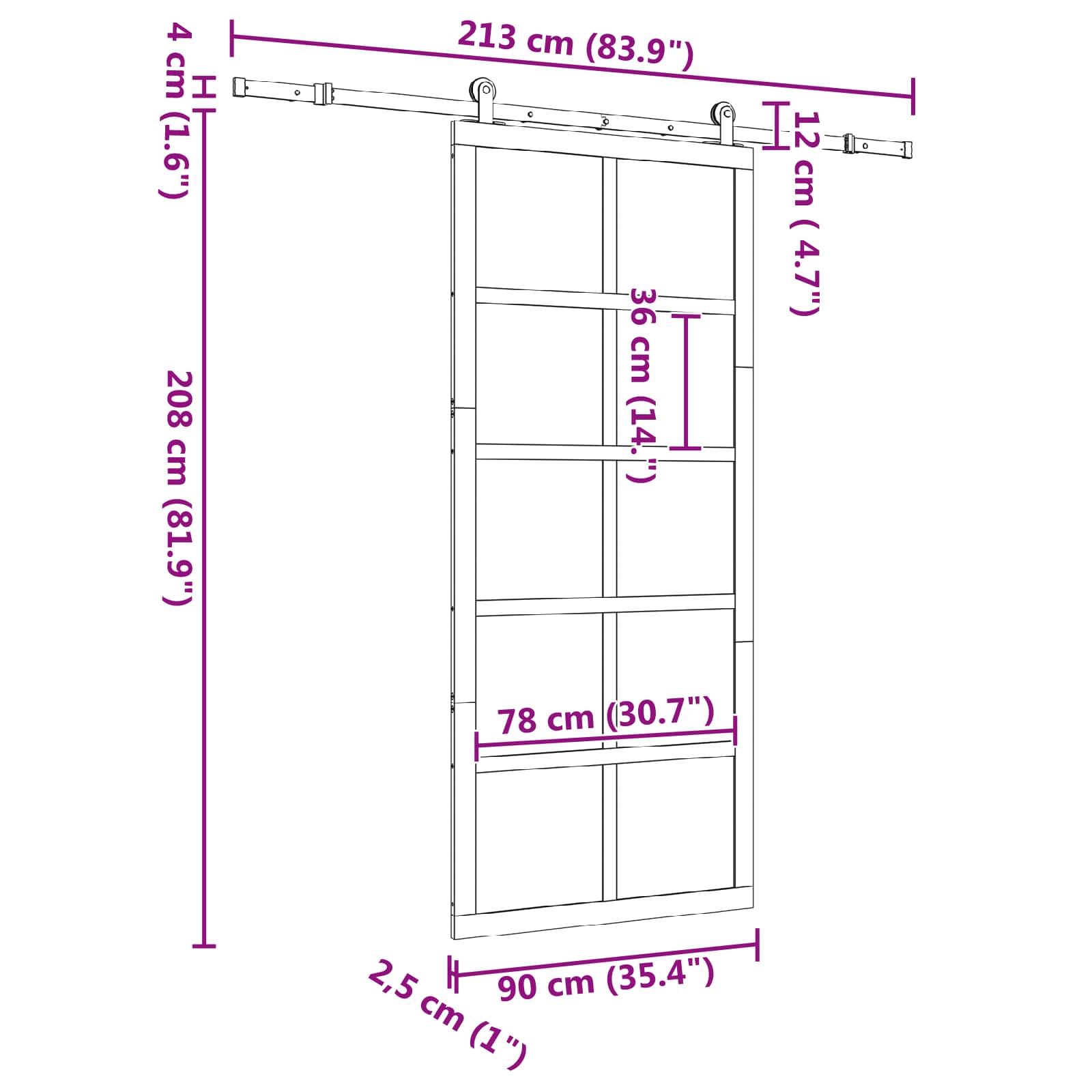 Klizna vrata Prirodna 90 x 208 cm Masivna borovina