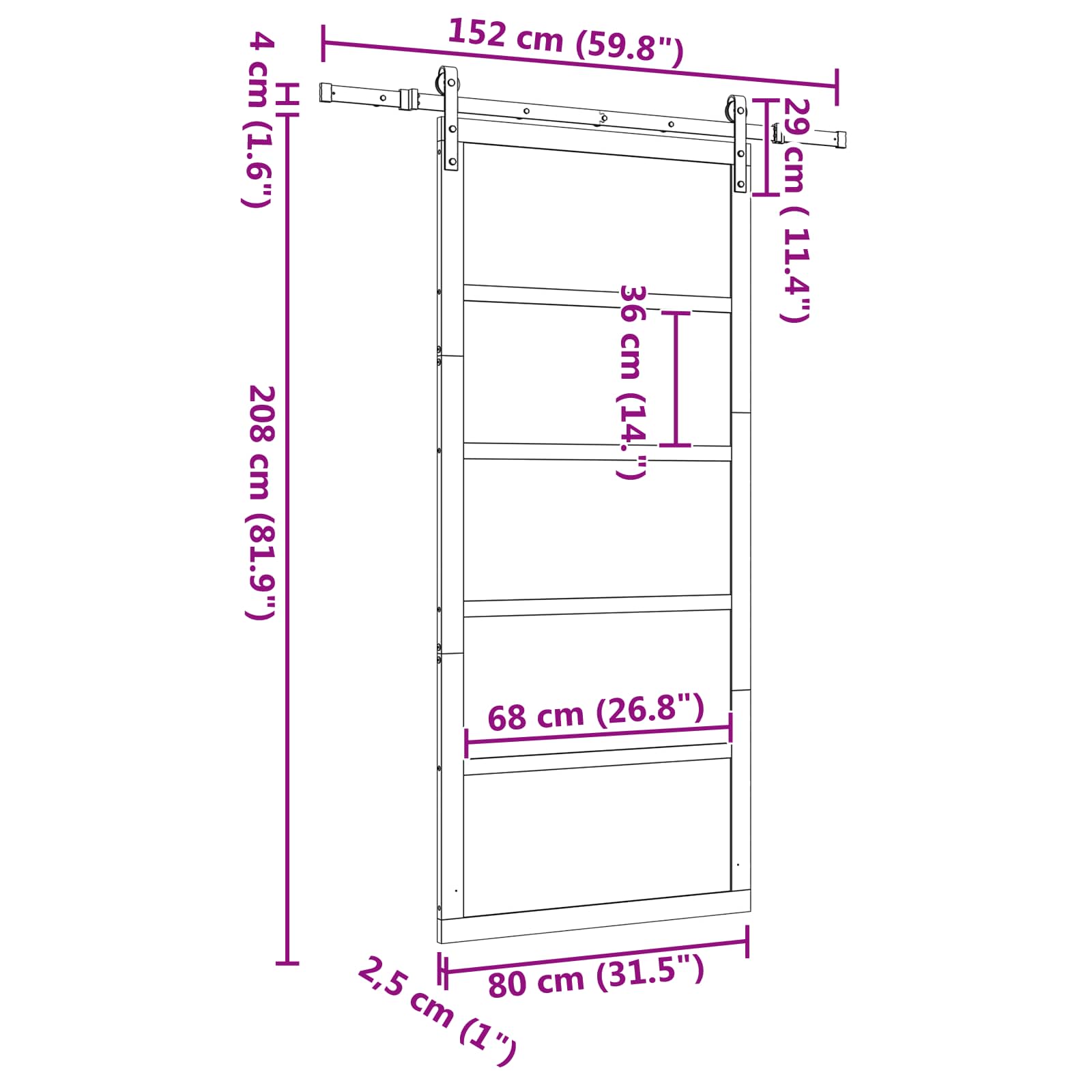 Klizna vrata Prirodna 80 x 208 cm Masivna borovina
