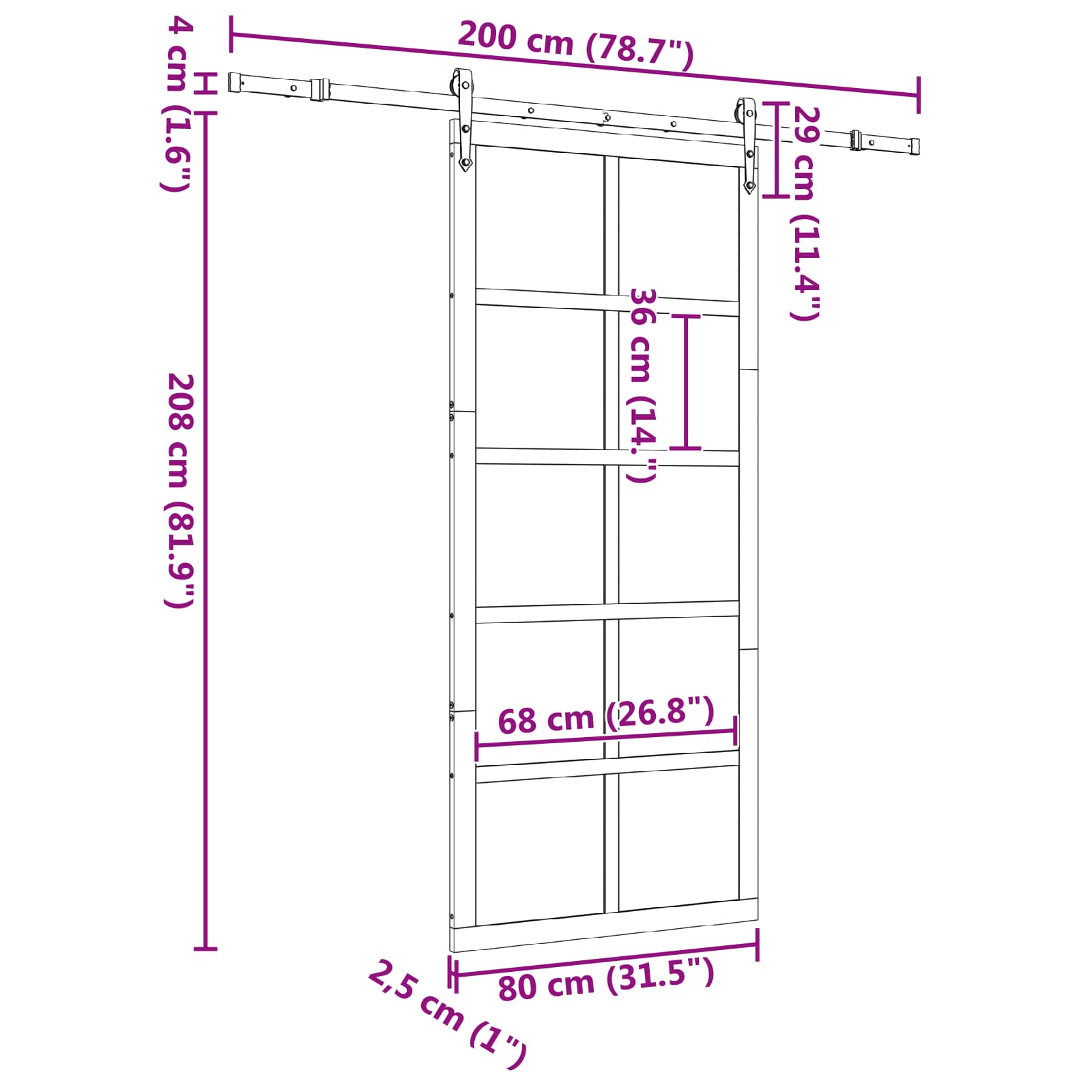 Klizna vrata Prirodna 80 x 208 cm Masivna borovina