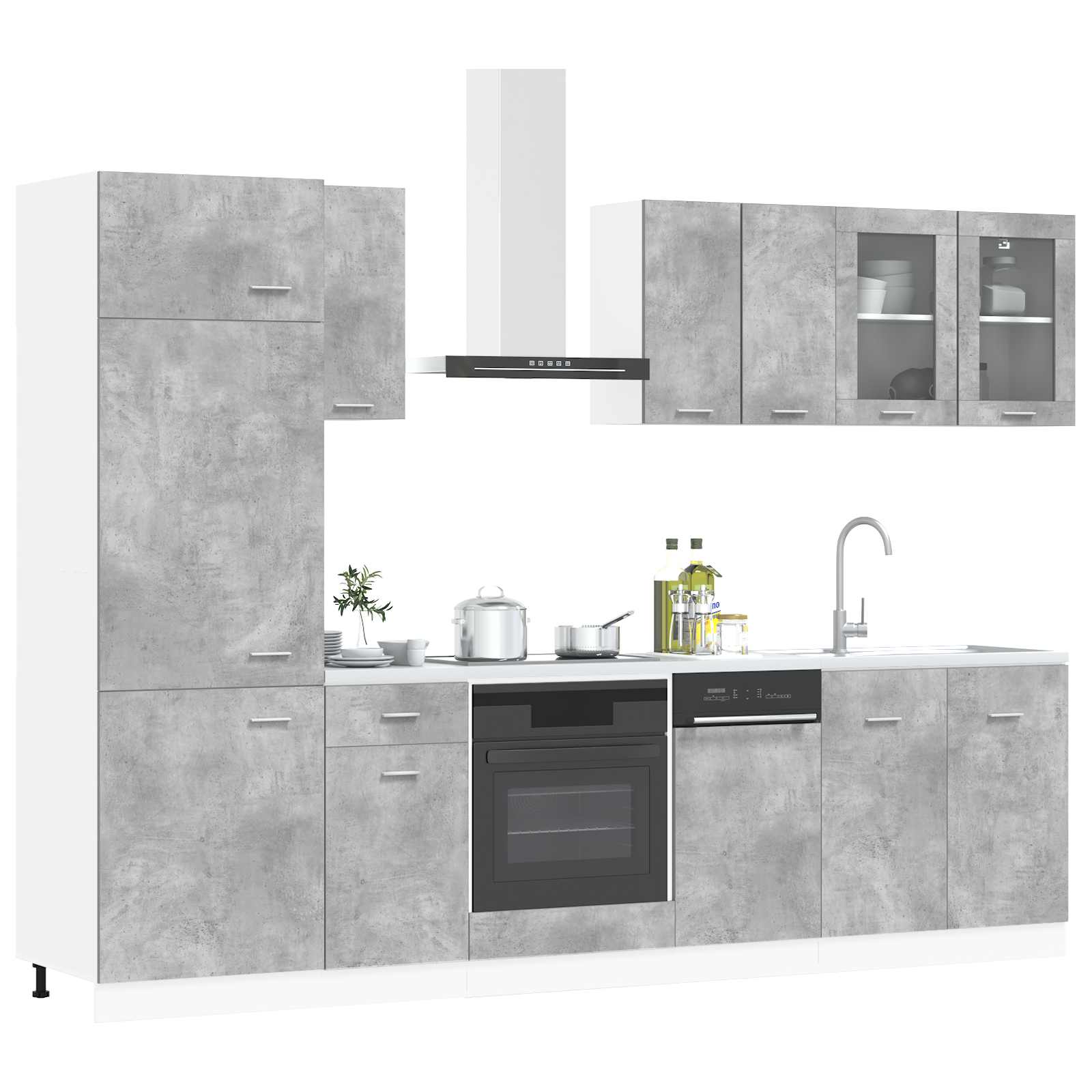 Kuhinjska jedinica Lyon 8 pcs Betonska siva Konstruirano drvo