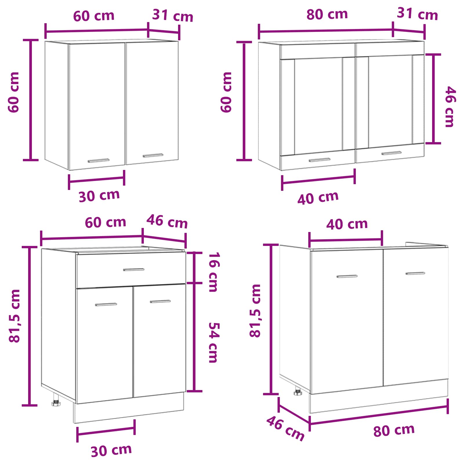 Kuhinjska jedinica Lyon 4 pcs Betonska siva Konstruirano drvo