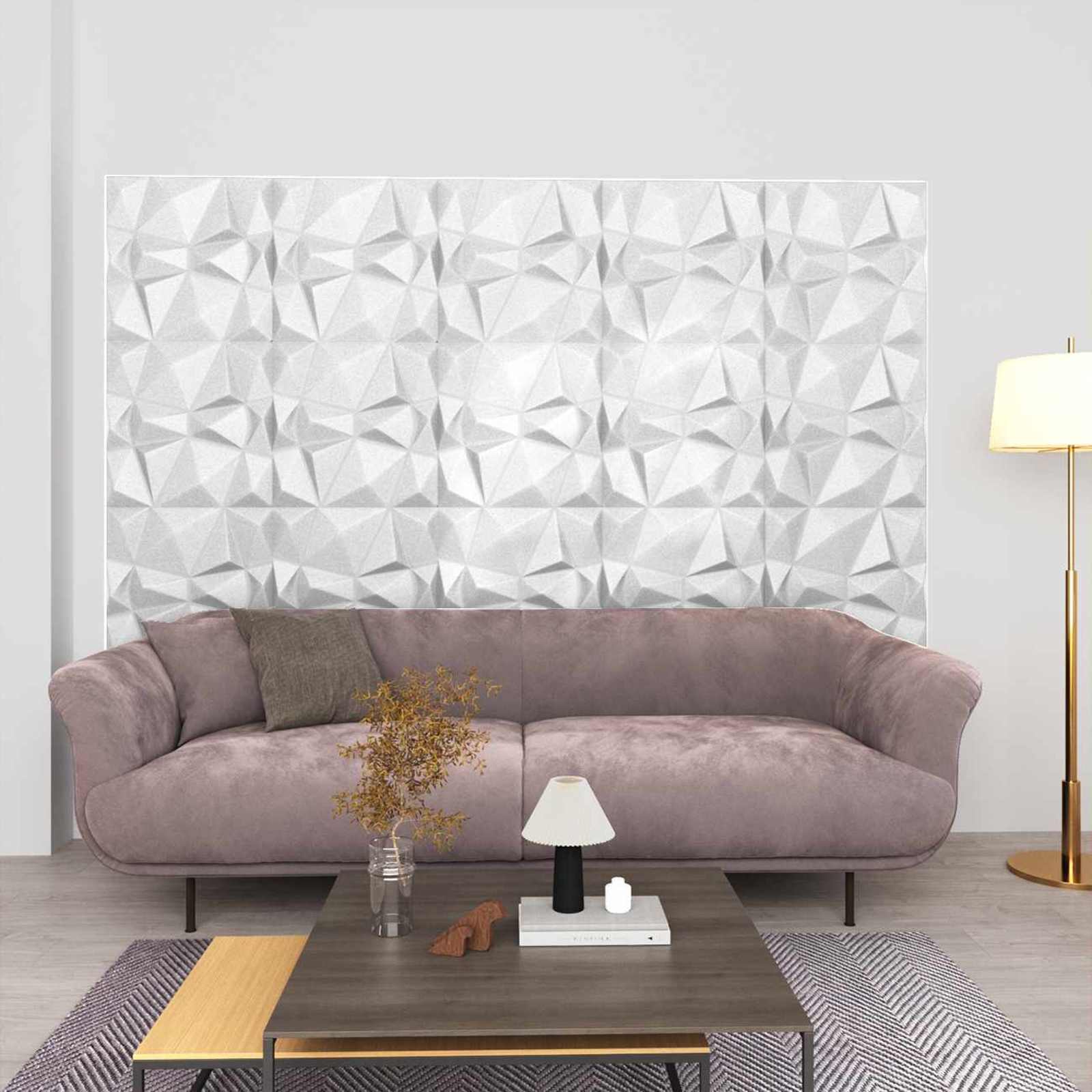 Zidne panele 24 pcs Dijamant bijela 50 x 50 cm XPS pjena