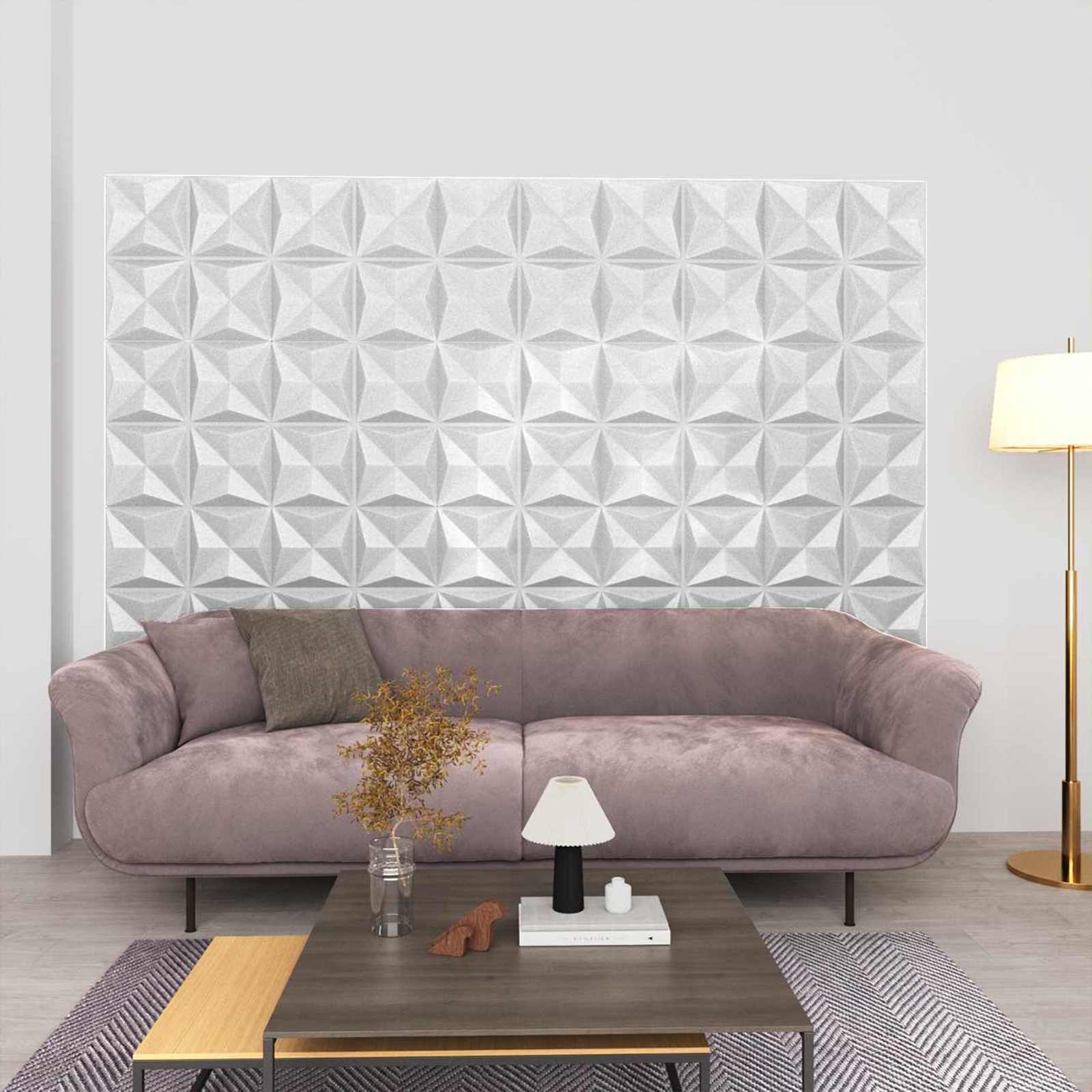 Zidne panele 48 pcs Origami bijela 50 x 50 cm XPS pjena