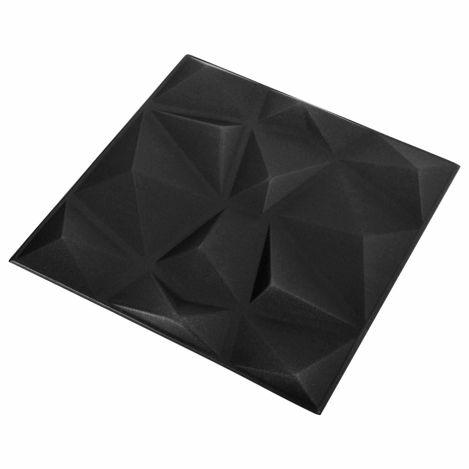 Zidne panele 24 pcs Dijamant crna 50 x 50 cm XPS pjena