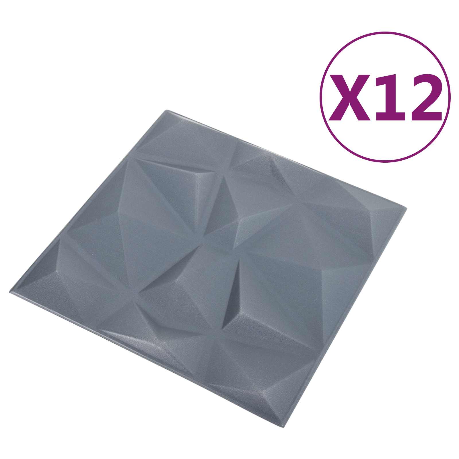 Zidne panele 12 pcs Dijamant siva 50 x 50 cm XPS pjena