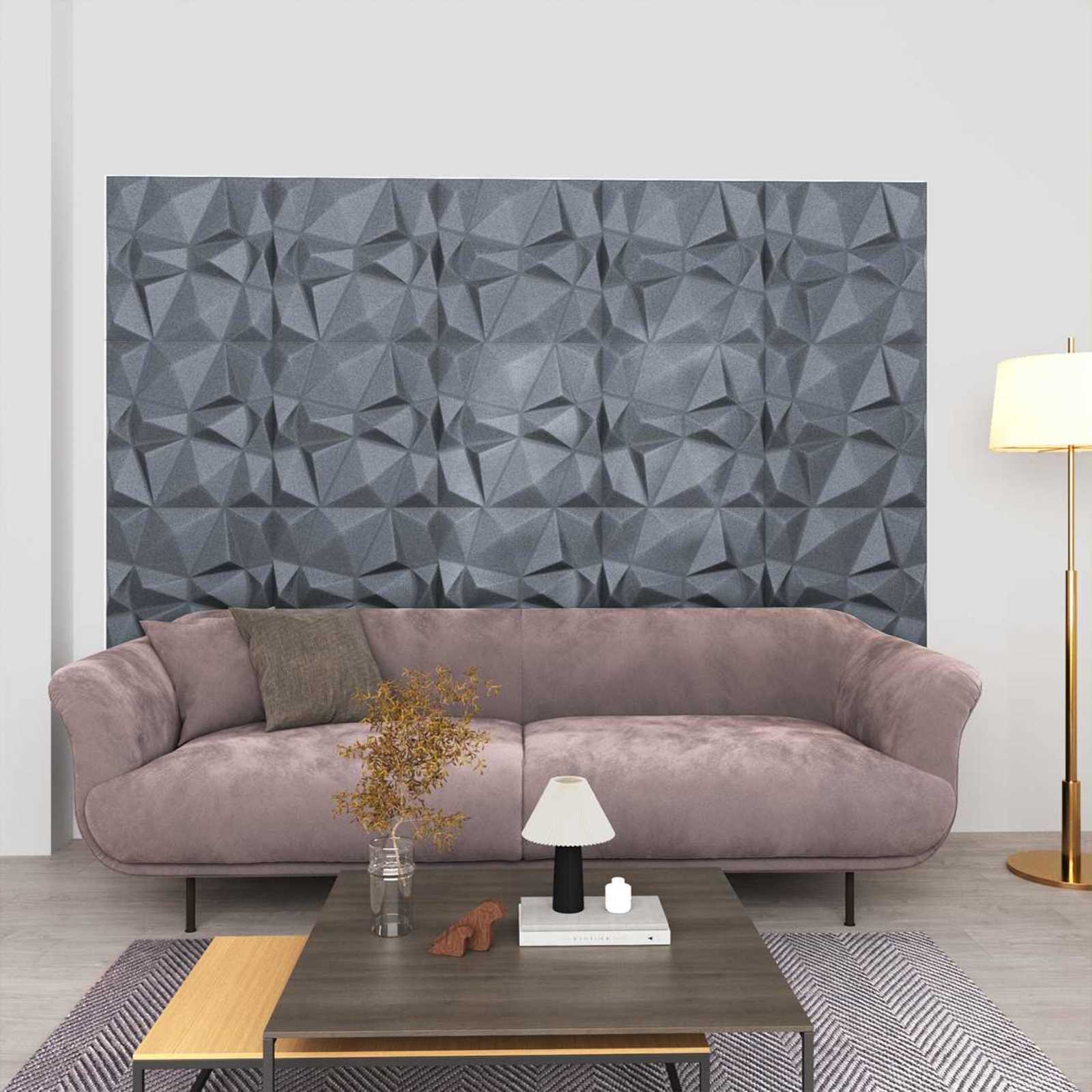Zidne panele 24 pcs Dijamant siva 50 x 50 cm XPS pjena