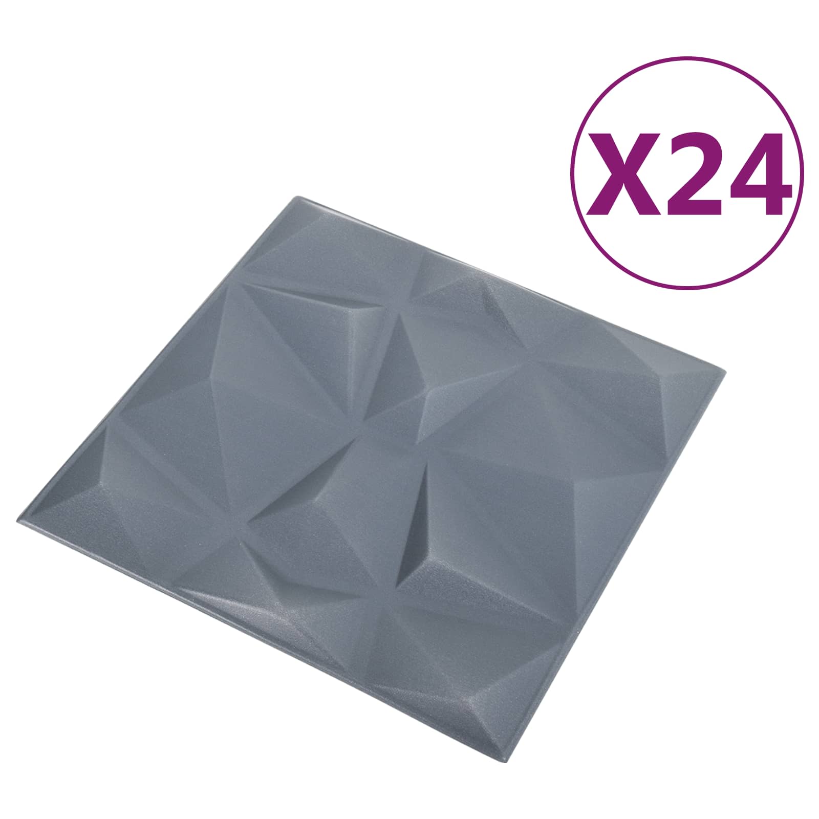 Zidne panele 24 pcs Dijamant siva 50 x 50 cm XPS pjena