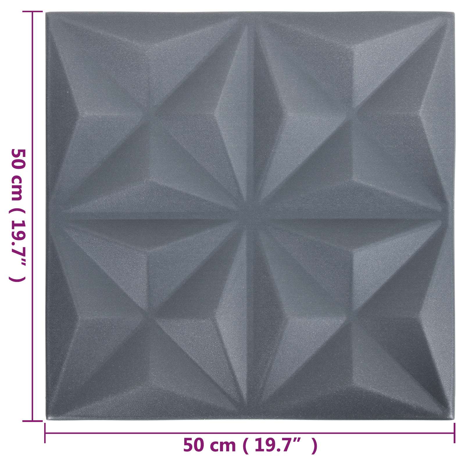 Zidne panele 48 pcs Origami siva 50 x 50 cm XPS pjena