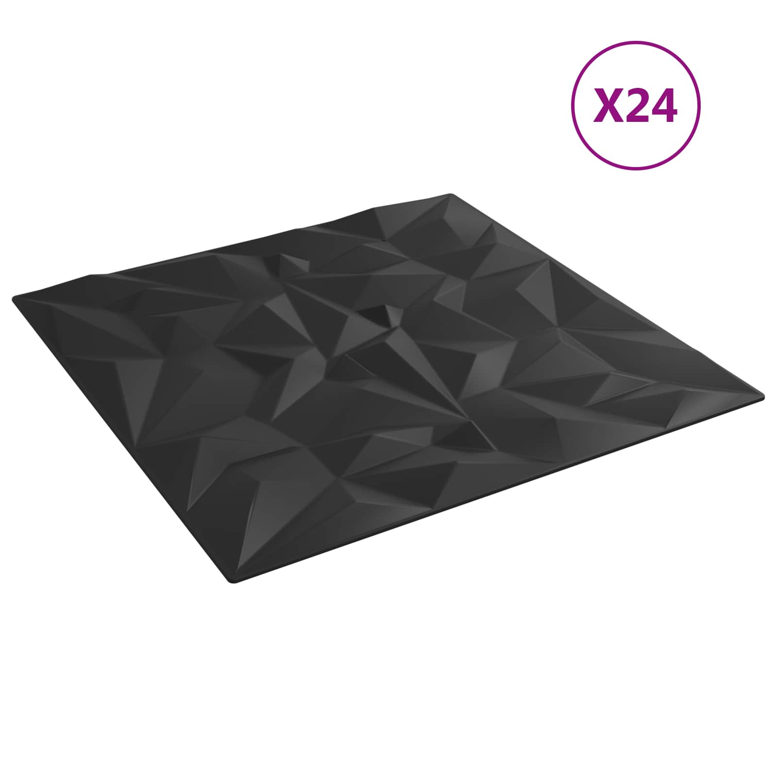 Zidne panele 24 pcs Crna 50 x 50 cm XPS pjena