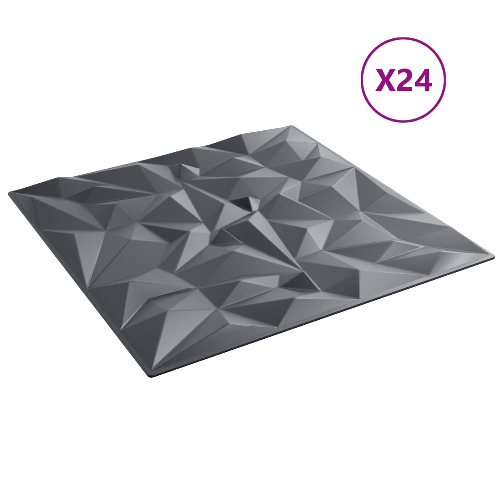 Zidne panele 24 pcs Ametist siva 50 x 50 cm XPS pjena