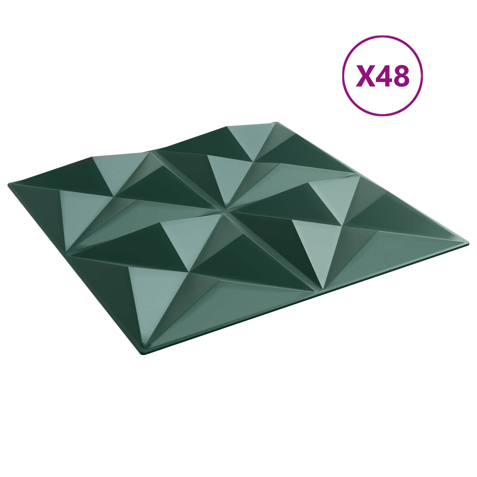 Zidne panele 48 pcs Origami zelena 50 x 50 cm XPS pjena