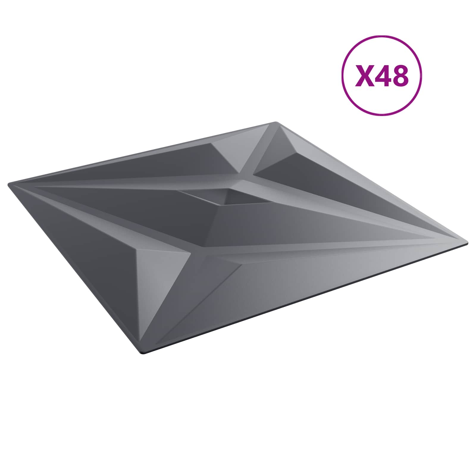 Zidne panele Zvijezda 48 pcs Zvijezda siva 50 x 50 cm XPS pjena