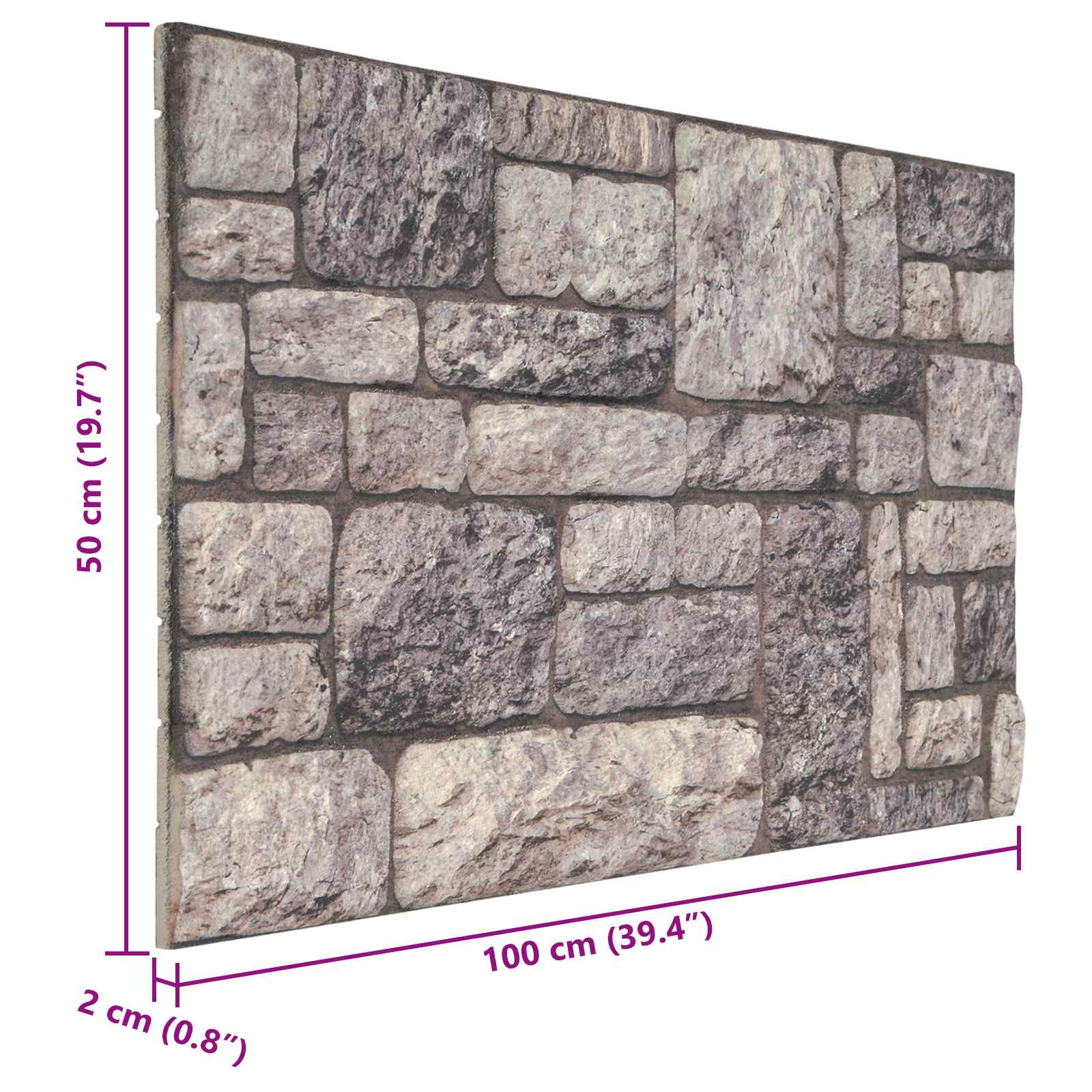Zidne panele 10 pcs Siva i bijela 100 x 50 cm EPS pjena