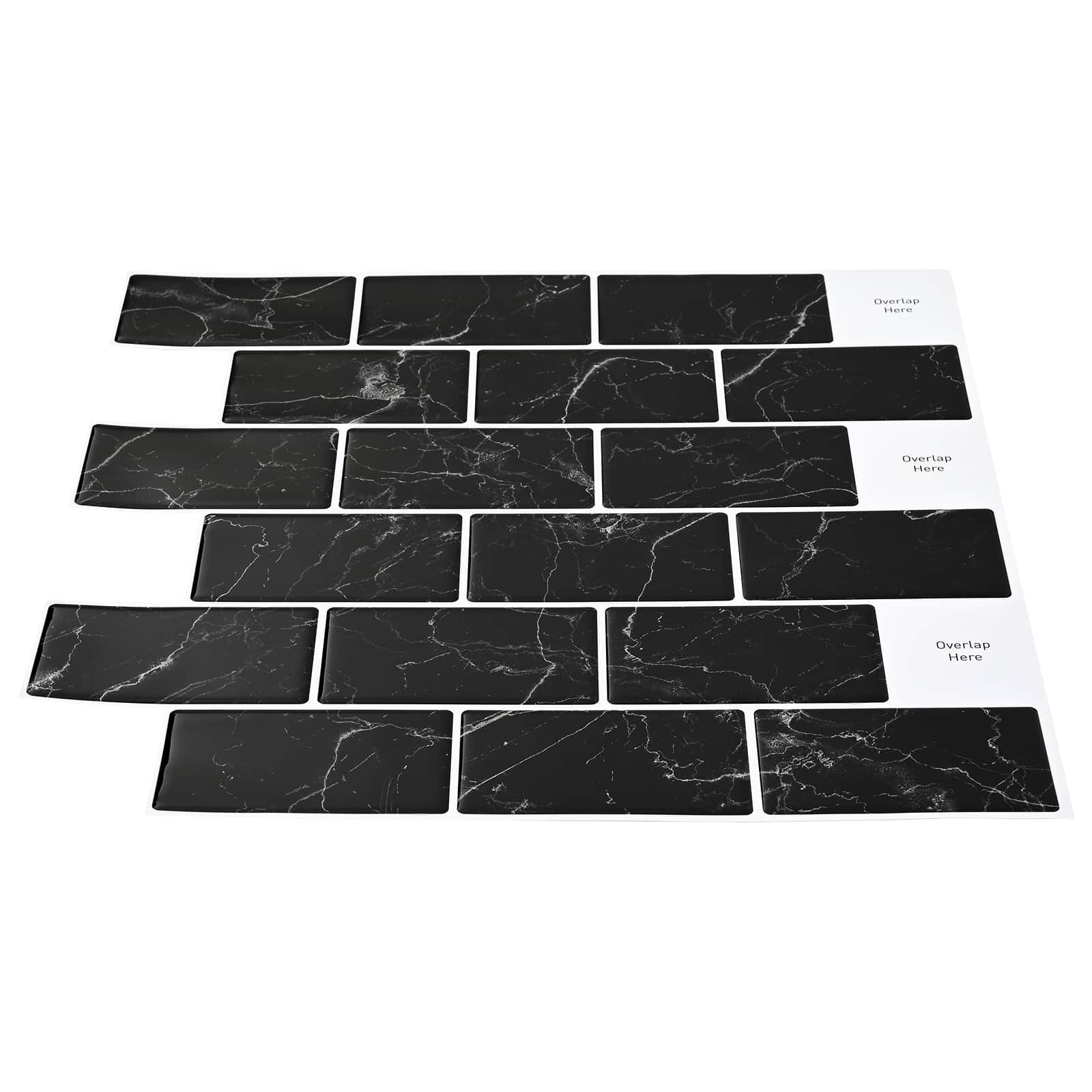 Subway pločica 50 pcs Crni mramor 30 x 30 cm Poliuretan i PET