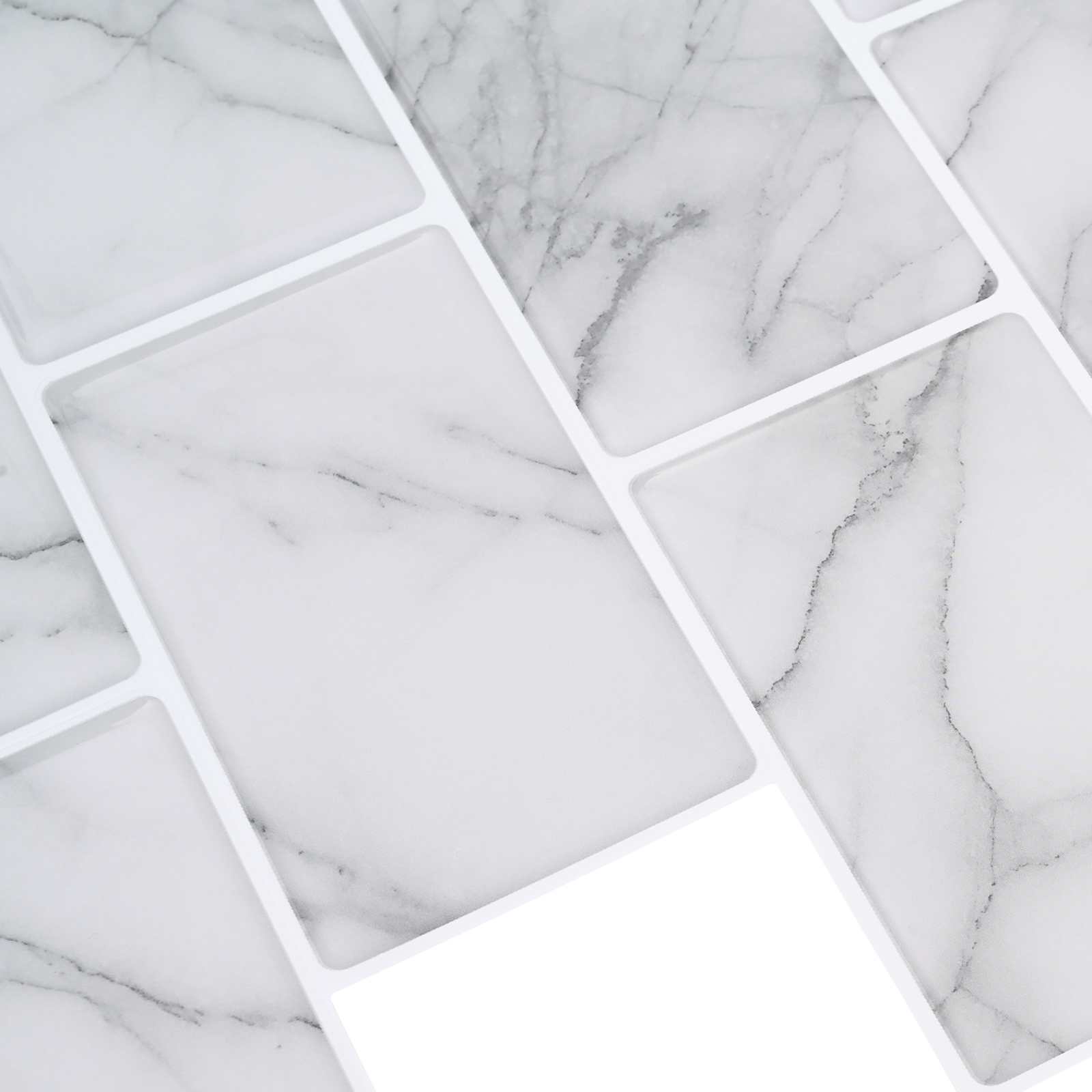 Subway pločica 10 pcs Bijeli mramor 30 x 30 cm Poliuretan i PET