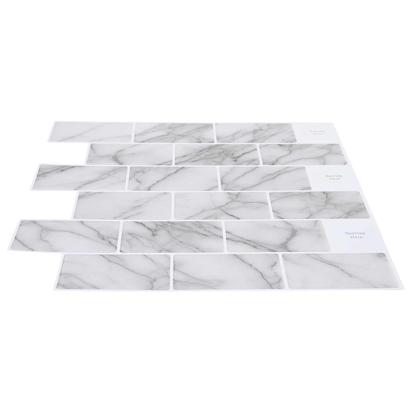 Subway pločica 10 pcs Bijeli mramor 30 x 30 cm Poliuretan i PET
