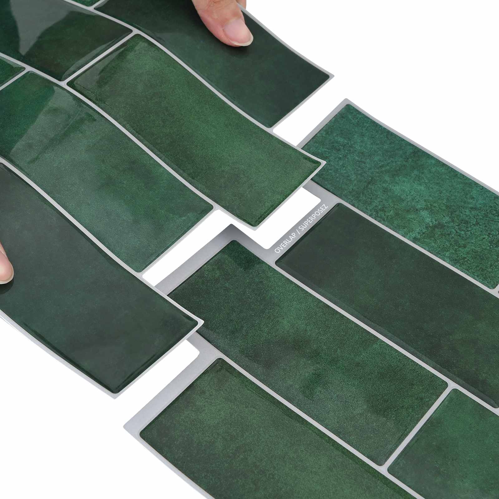 Subway pločica 50 pcs Tamnozelena 29 x 21 cm Poliuretan i PET