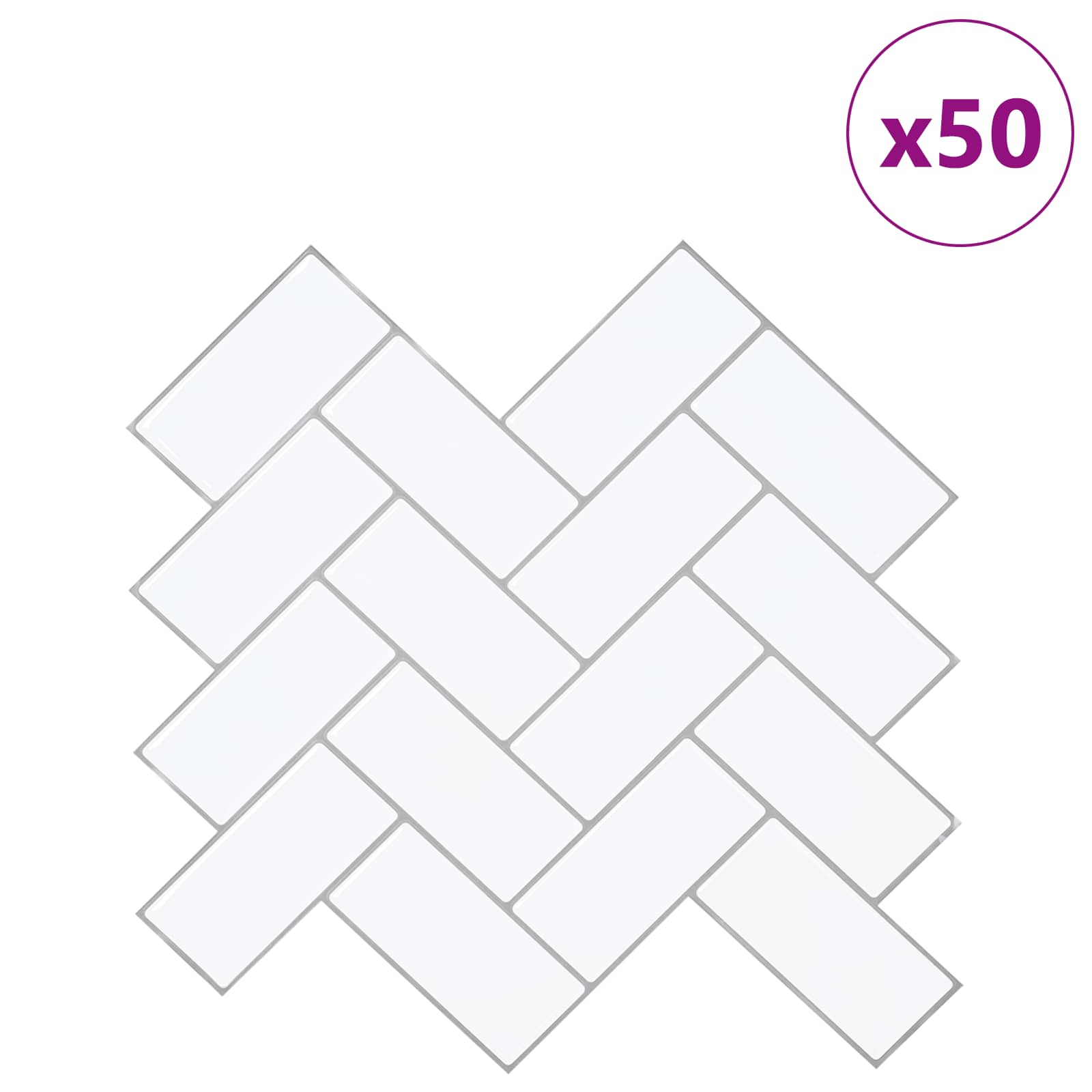 Pločica riblja kost 50 pcs Bijela siva 30 x 30 cm