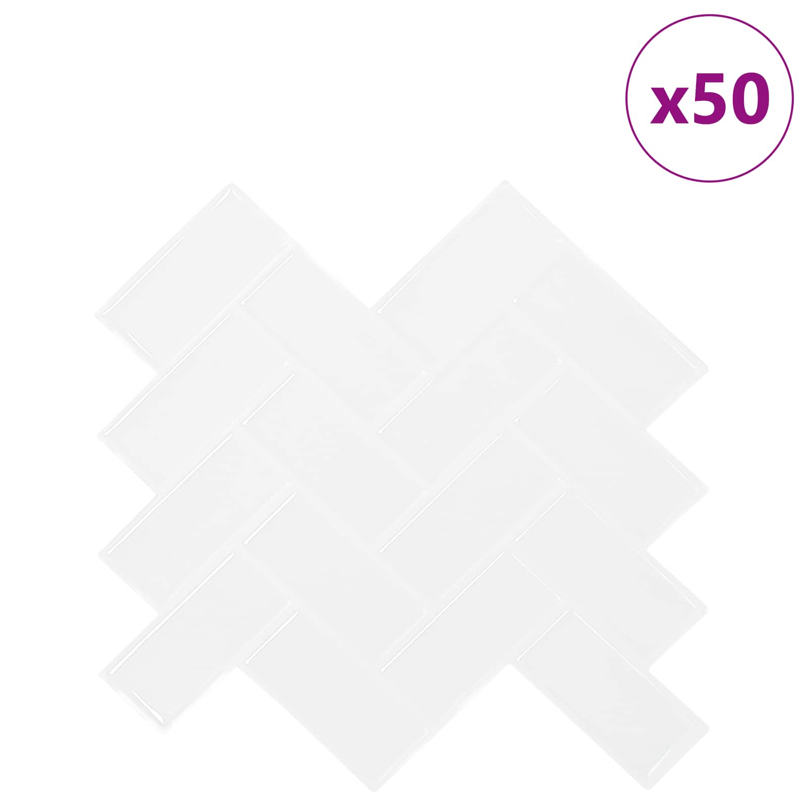 Pločica riblja kost 50 pcs Bijela 30 x 30 cm Poliuretan i PET