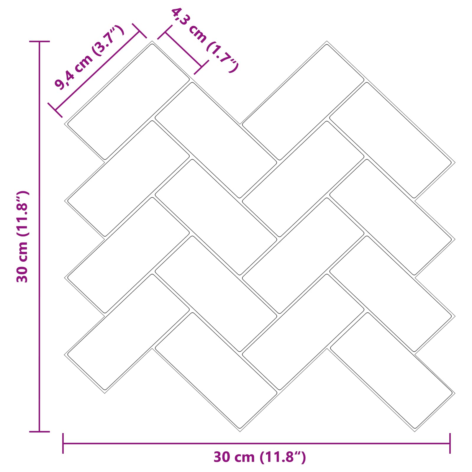 Pločica riblja kost 10 pcs Tamnozelena 30 x 30 cm