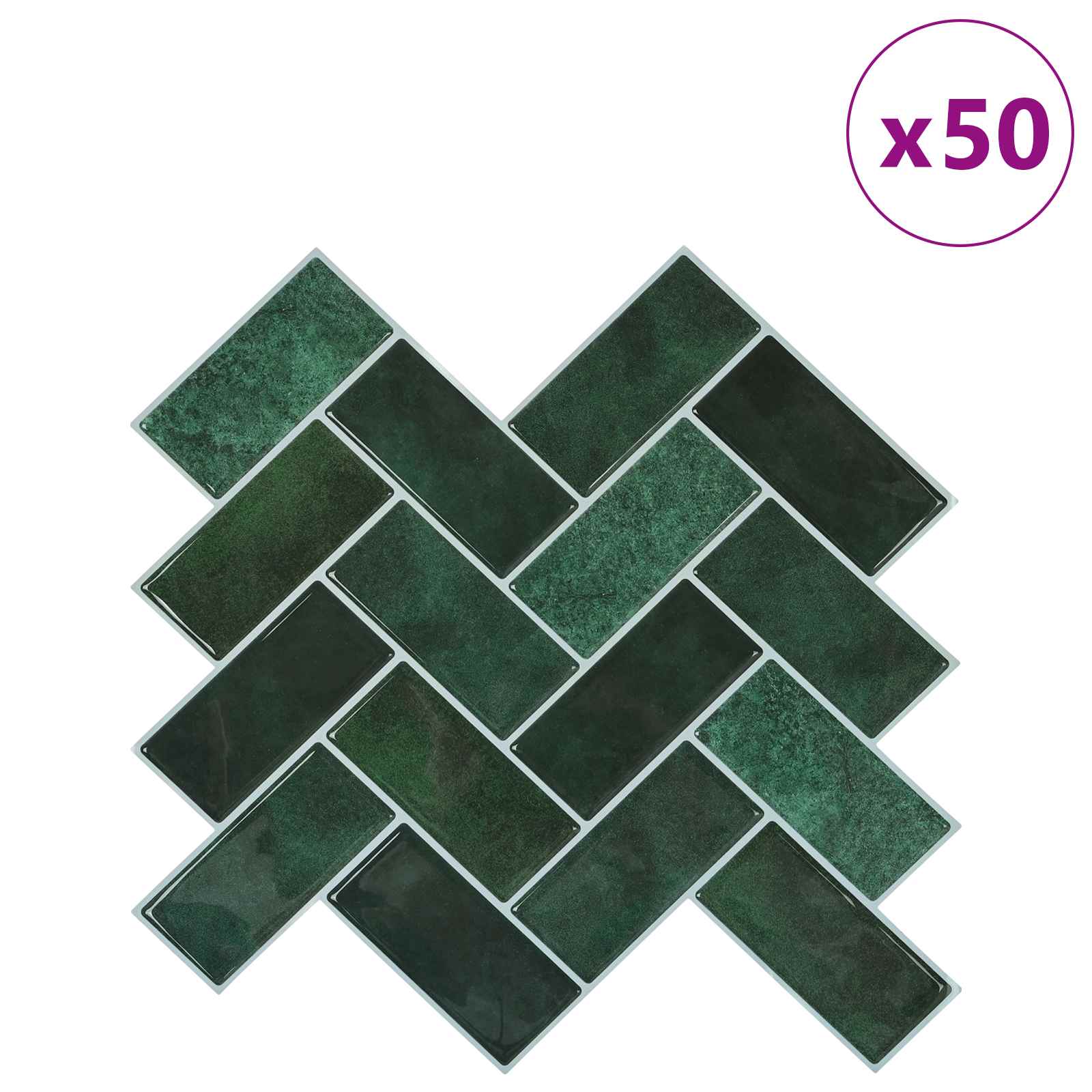 Pločica riblja kost 50 pcs Tamnozelena 30 x 30 cm