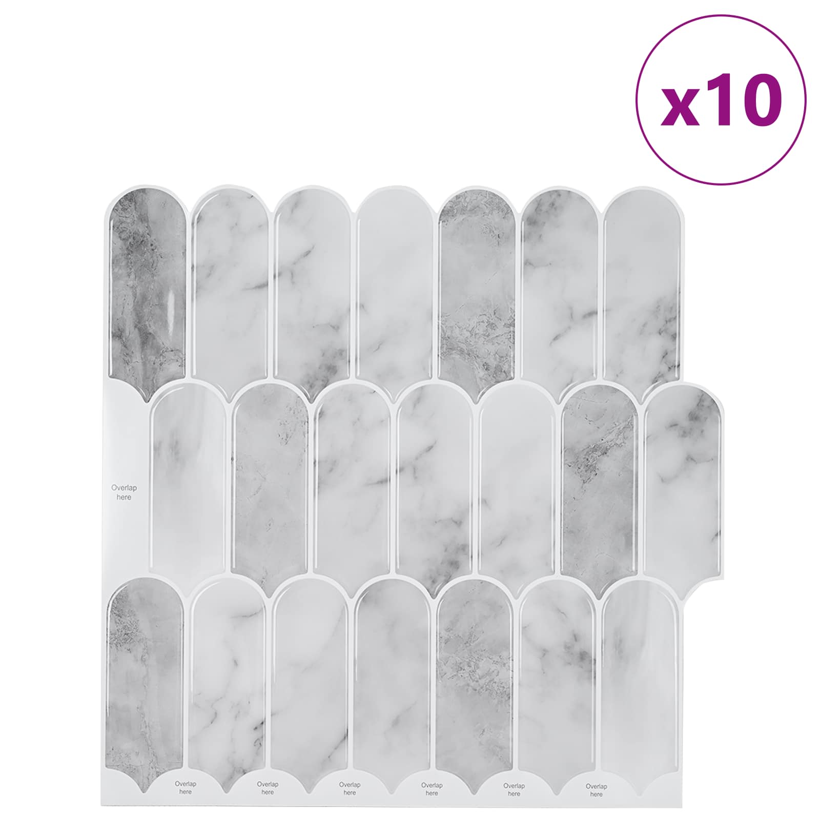 Pernata pločica 10 pcs Sivi mramor 30 x 30 cm Poliuretan i PET