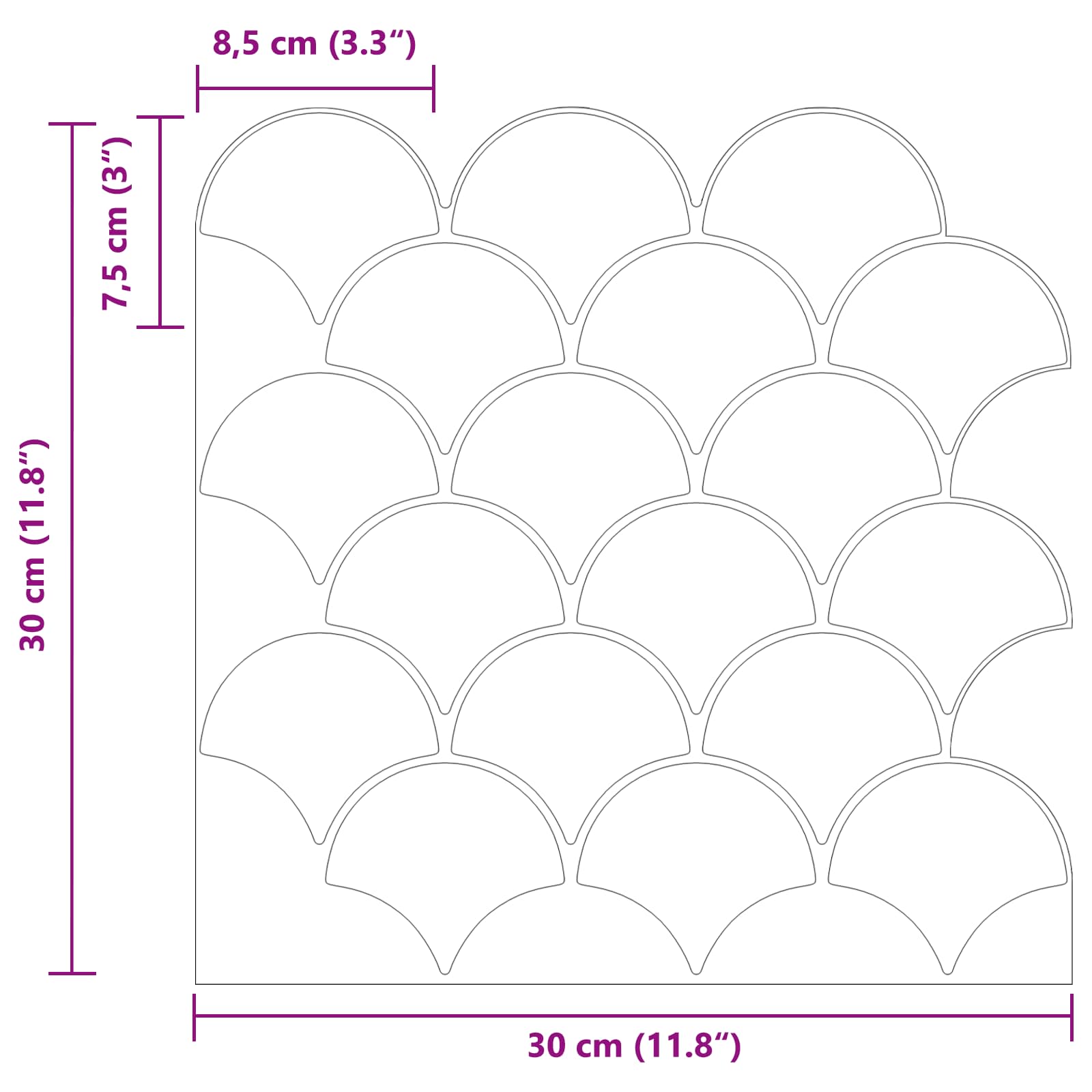 Pločica riblje ljuske 10 pcs Svijetlo ružičasta 30 x 30 cm