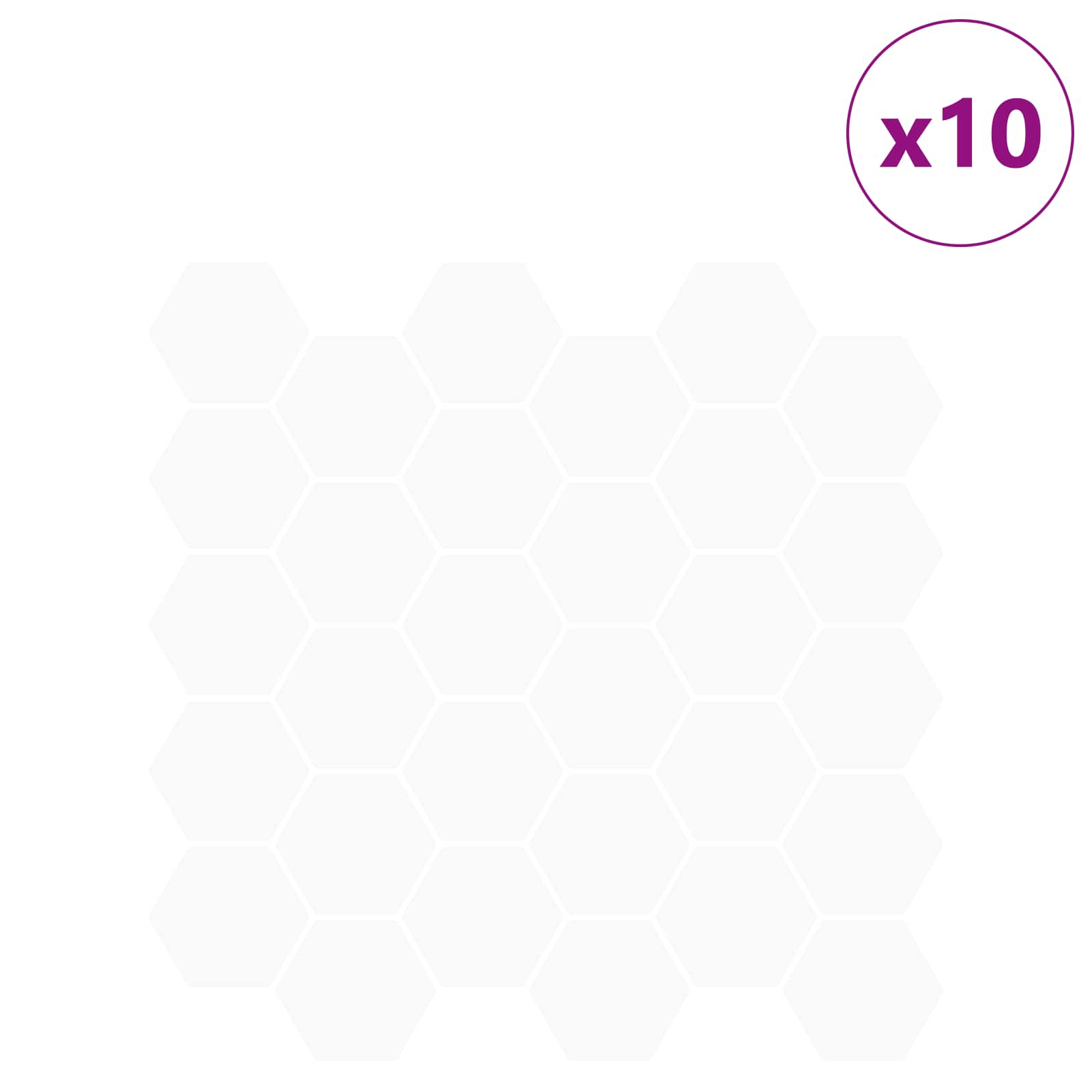Heksagonska pločica 10 pcs Bijela 30 x 30 cm Poliuretan i PET
