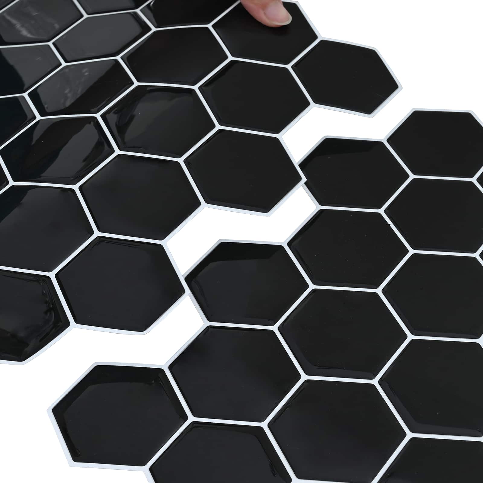 Heksagonska pločica 20 pcs Crna 30 x 30 cm Poliuretan i PET