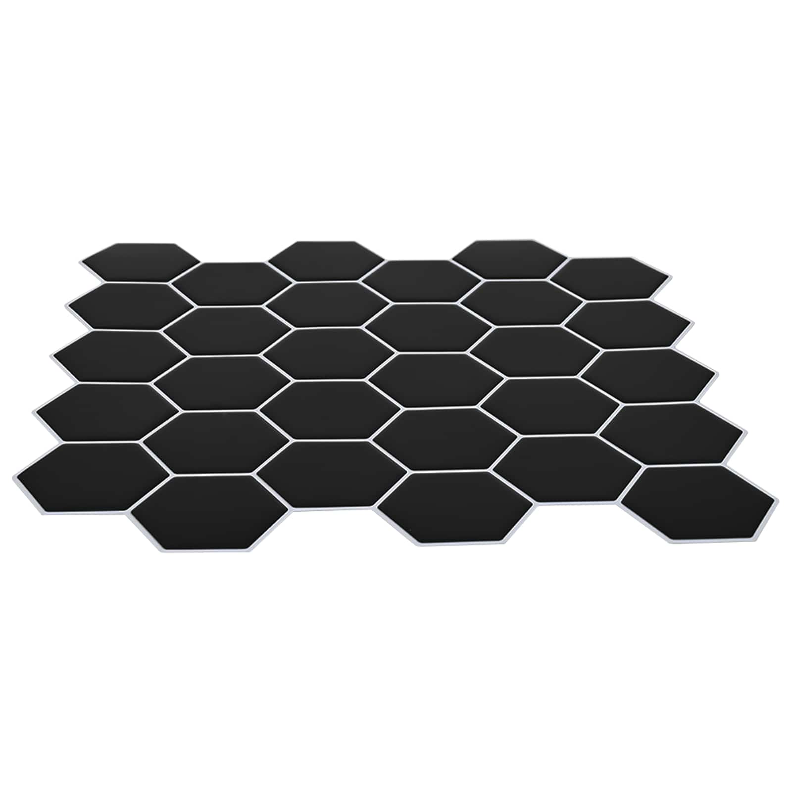 Heksagonska pločica 20 pcs Crna 30 x 30 cm Poliuretan i PET