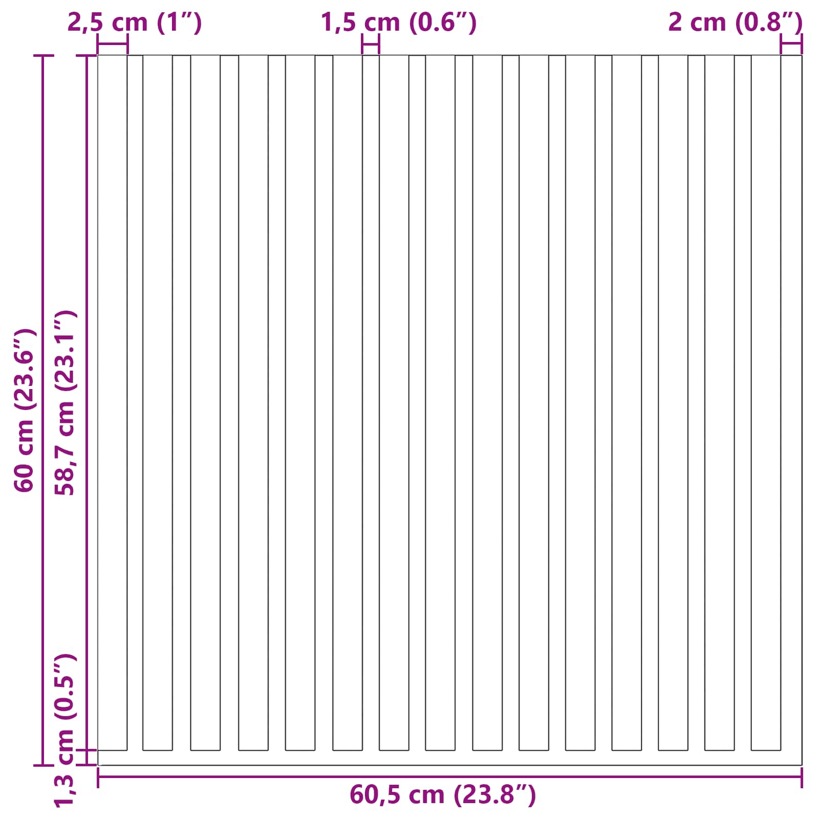 Zidne panele 8 pcs Prirodna 60,5 x 60 cm