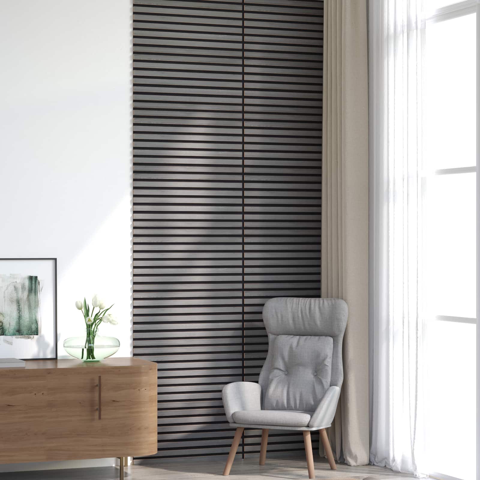 Zidne panele 8 pcs Siva 60,5 x 60 cm