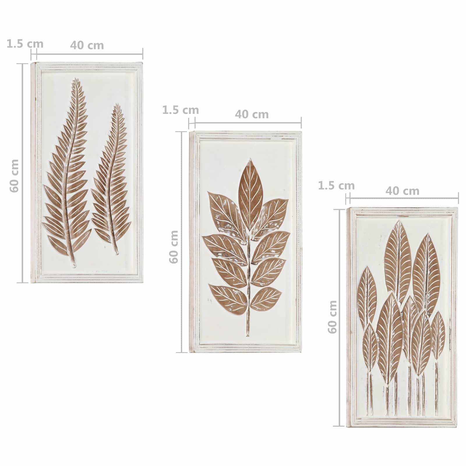 Umjetnički dekor 3 pcs Smeđa i bijela 40 x 40 x 1,5 cm