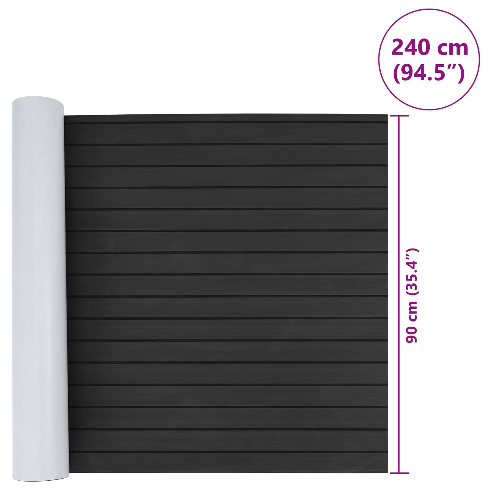 Prostirka za čamce Prugasti Tamno siva i crna 240 x 90 cm EVA