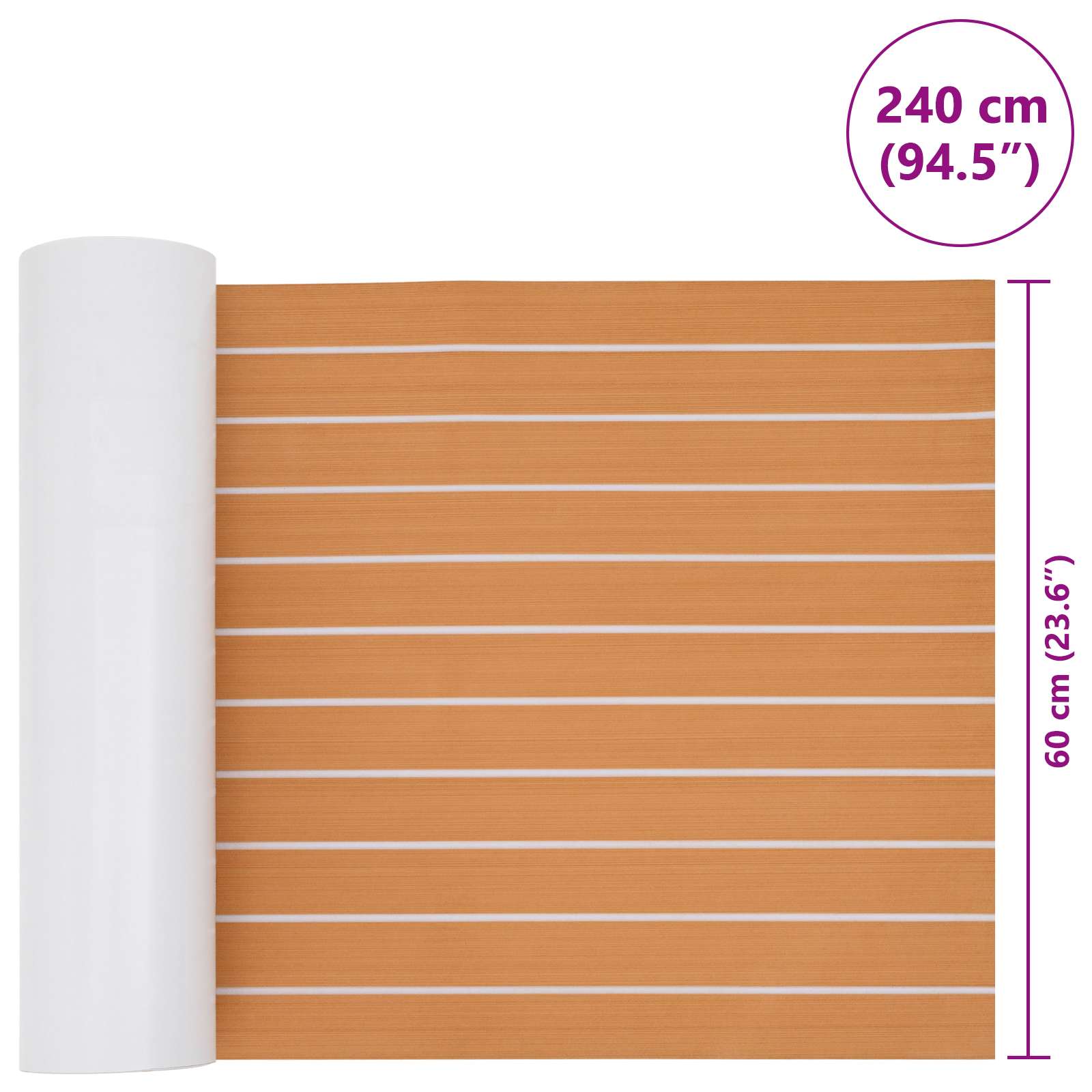 Prostirka za čamce Prugasti Smeđa i bijela 240 x 60 cm EVA
