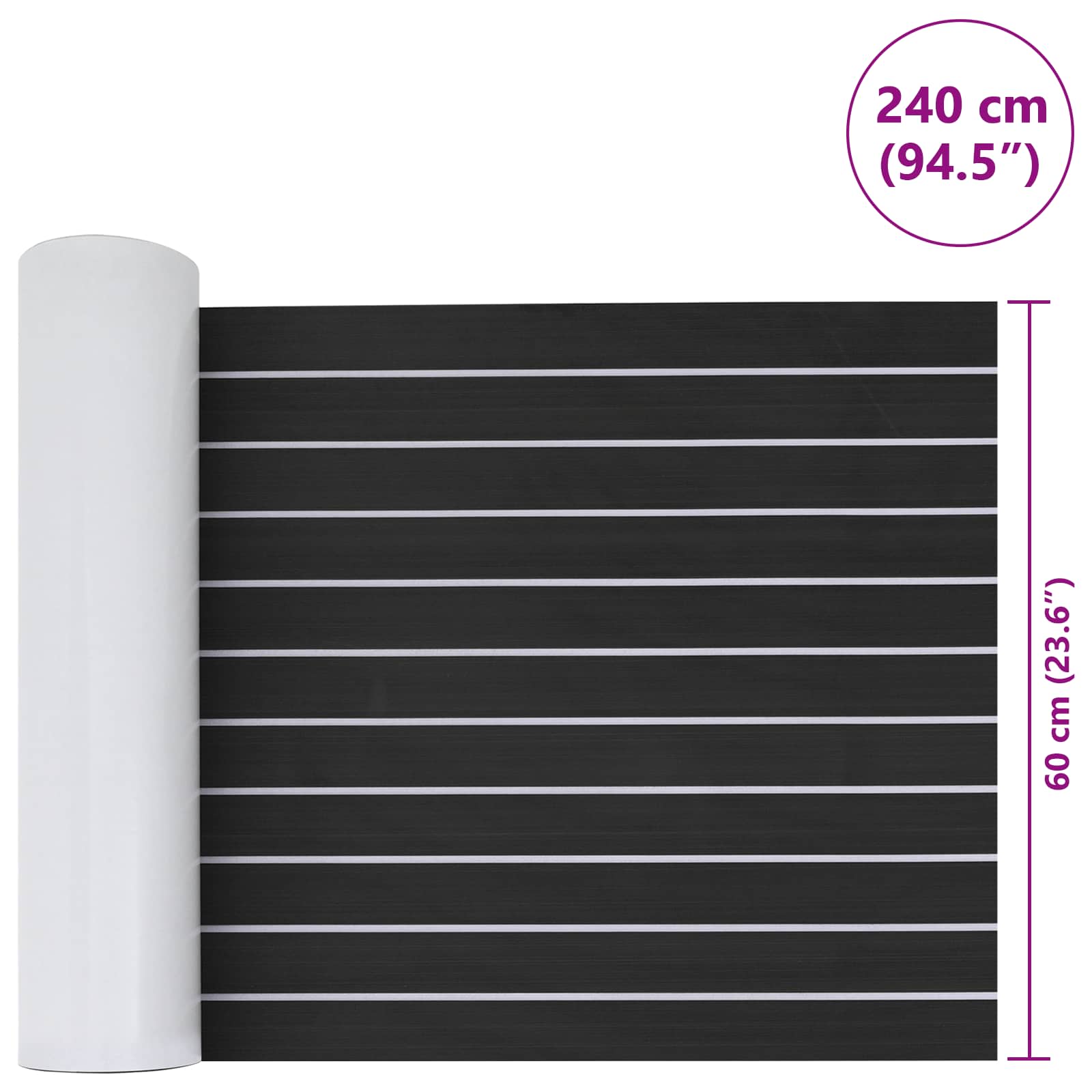 Prostirka za čamce Prugasti Tamno siva i bijela 240 x 60 cm EVA